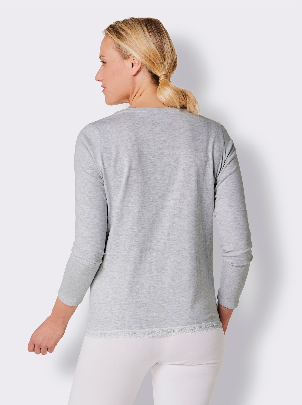 wäschepur Schlafanzug-Shirt - hellgrau-meliert
