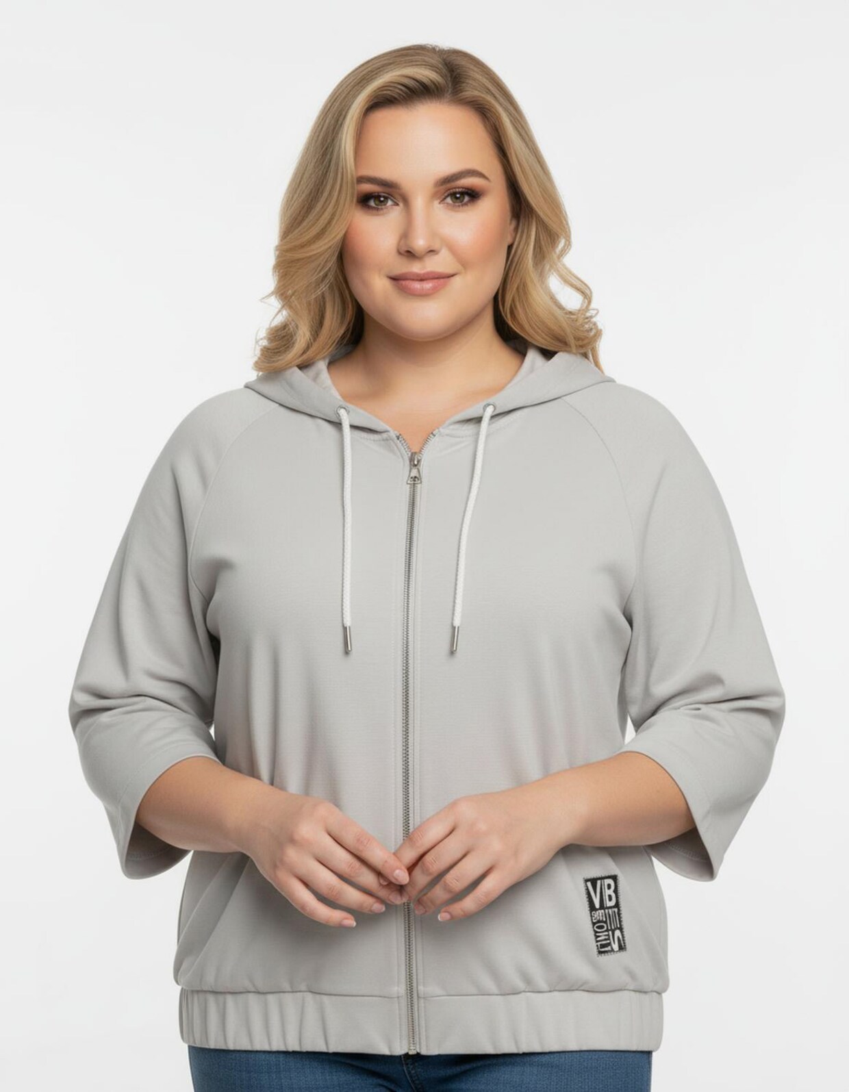 Shirtjacke mit Kapuze - hellgrau