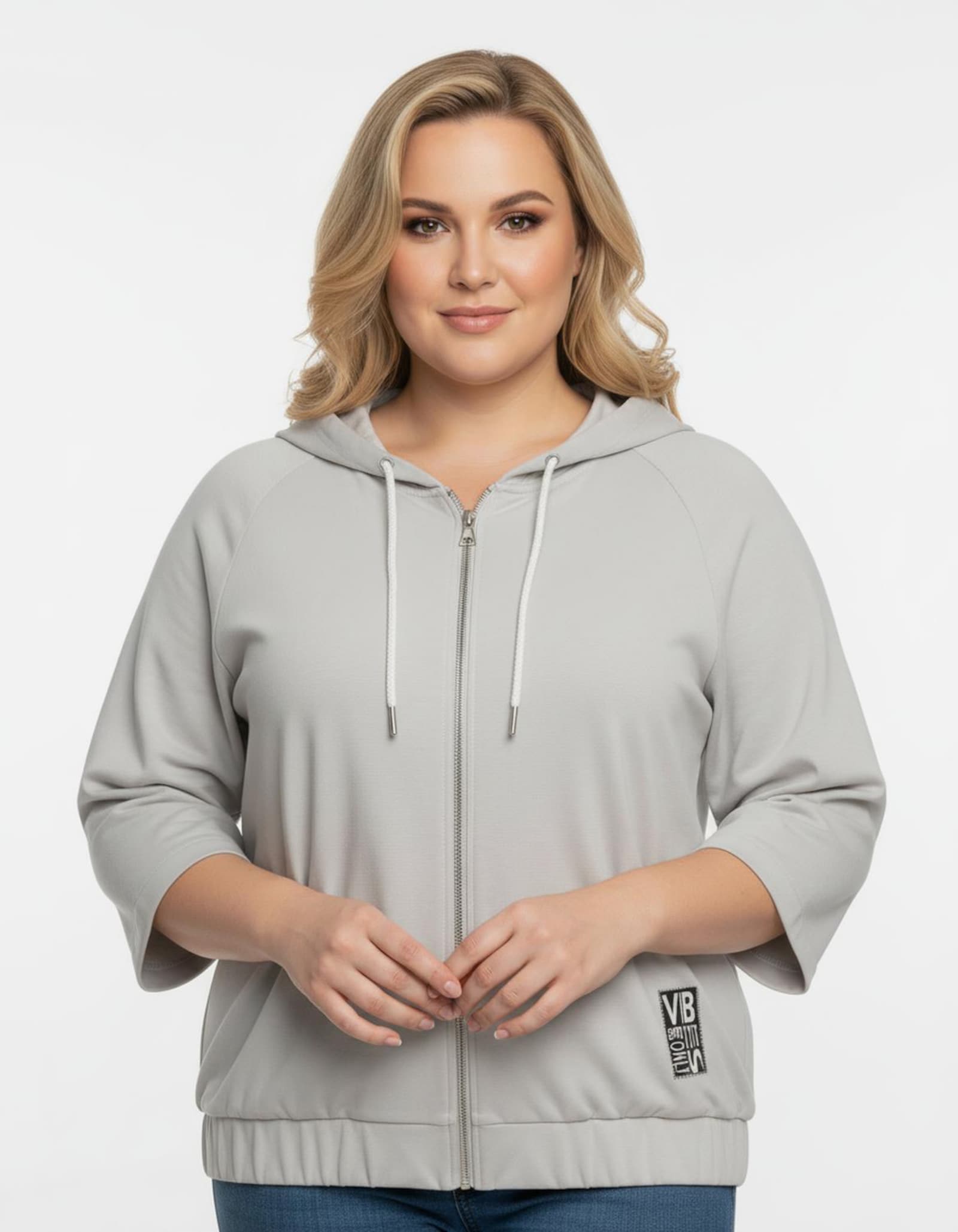 Shirtjacke mit Kapuze - hellgrau