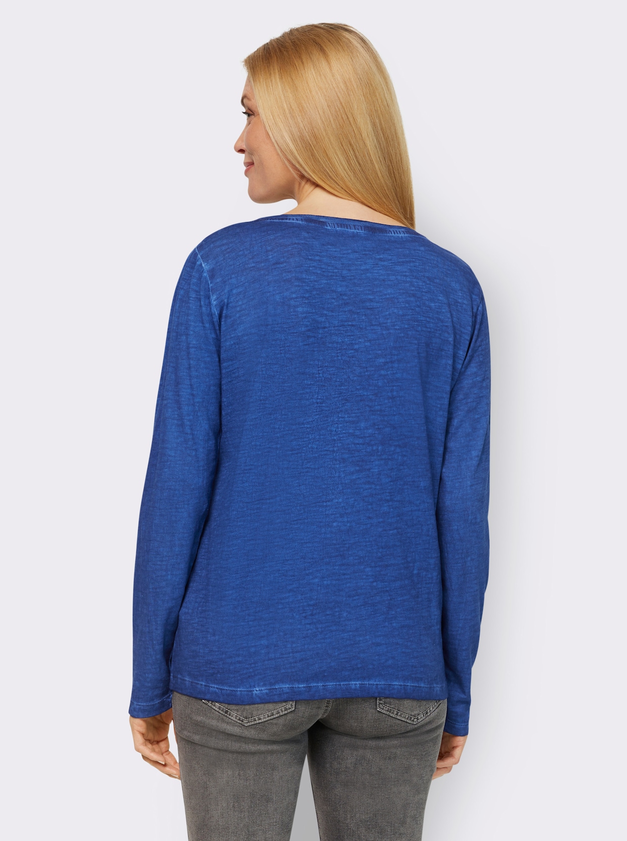 heine Shirt met V-hals - koningsblauw