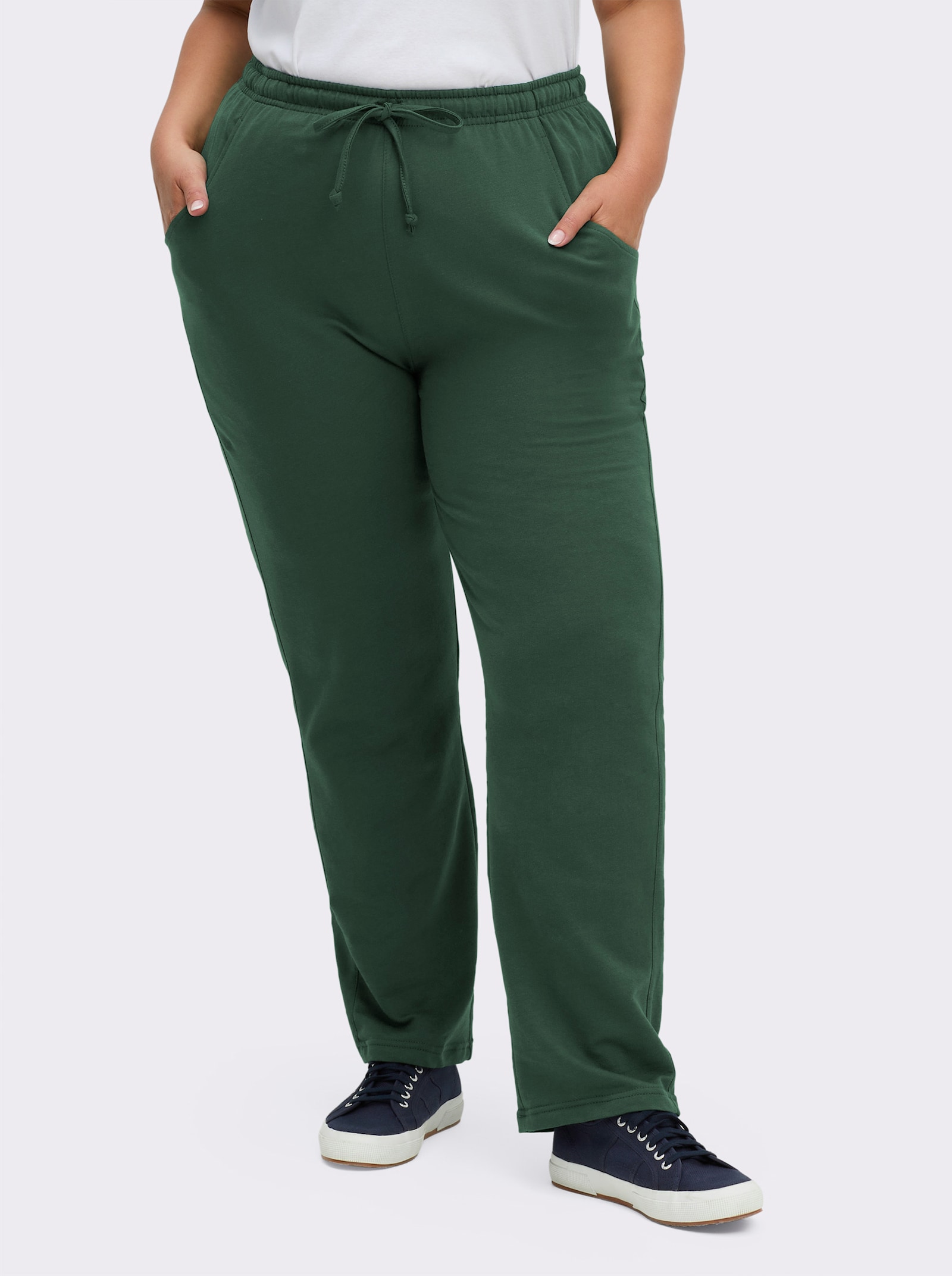Jerseyhose mit Tunnelzug und Bindeband - moos