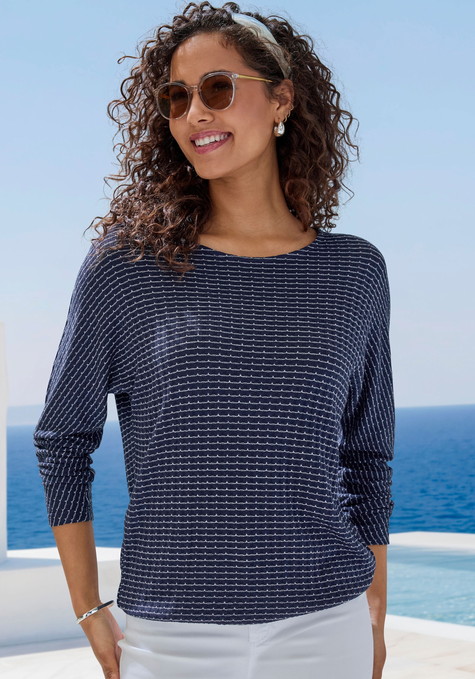 Vivance Langarmshirt - navy, koralle