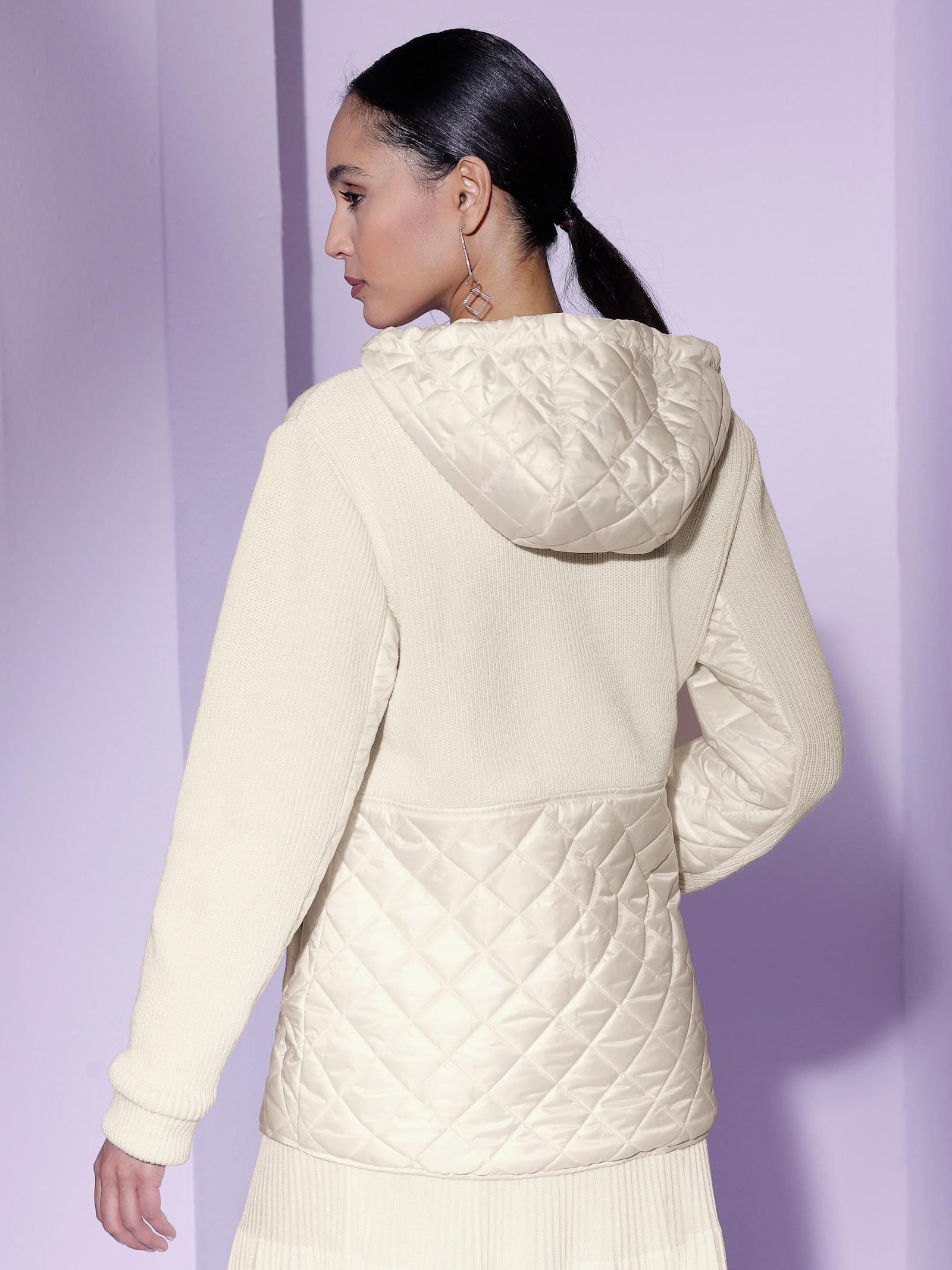 Winterjacke im Materialmix - ecru