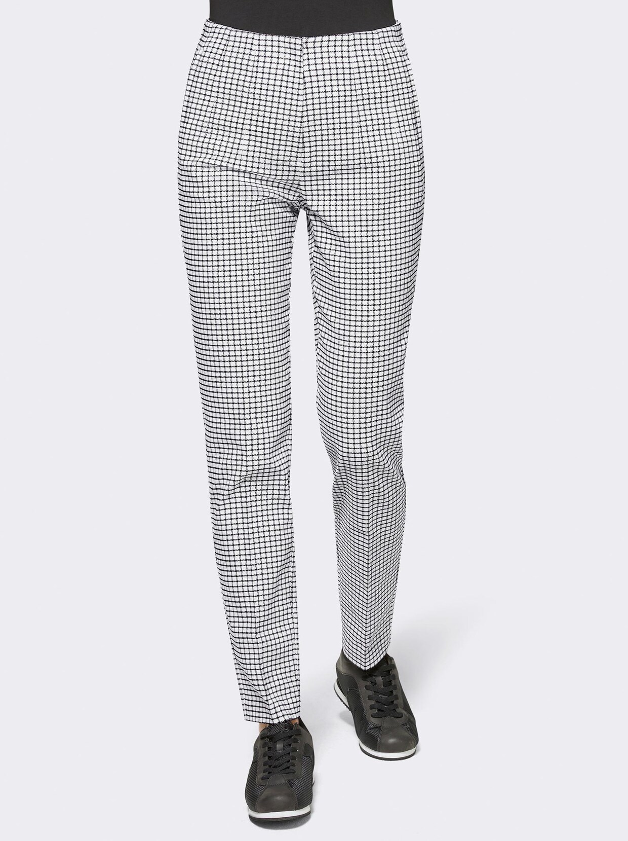 Bügelfaltenhose - schwarz-weiß-kariert