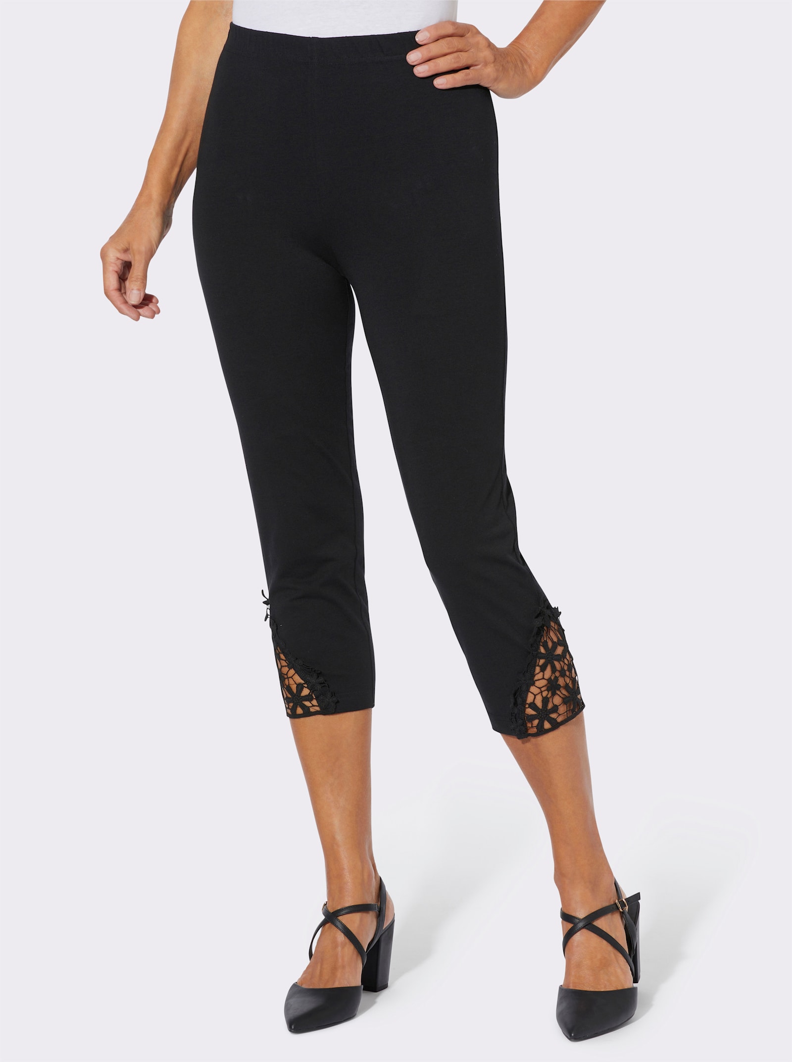 Caprilegging van katoenstretch - zwart