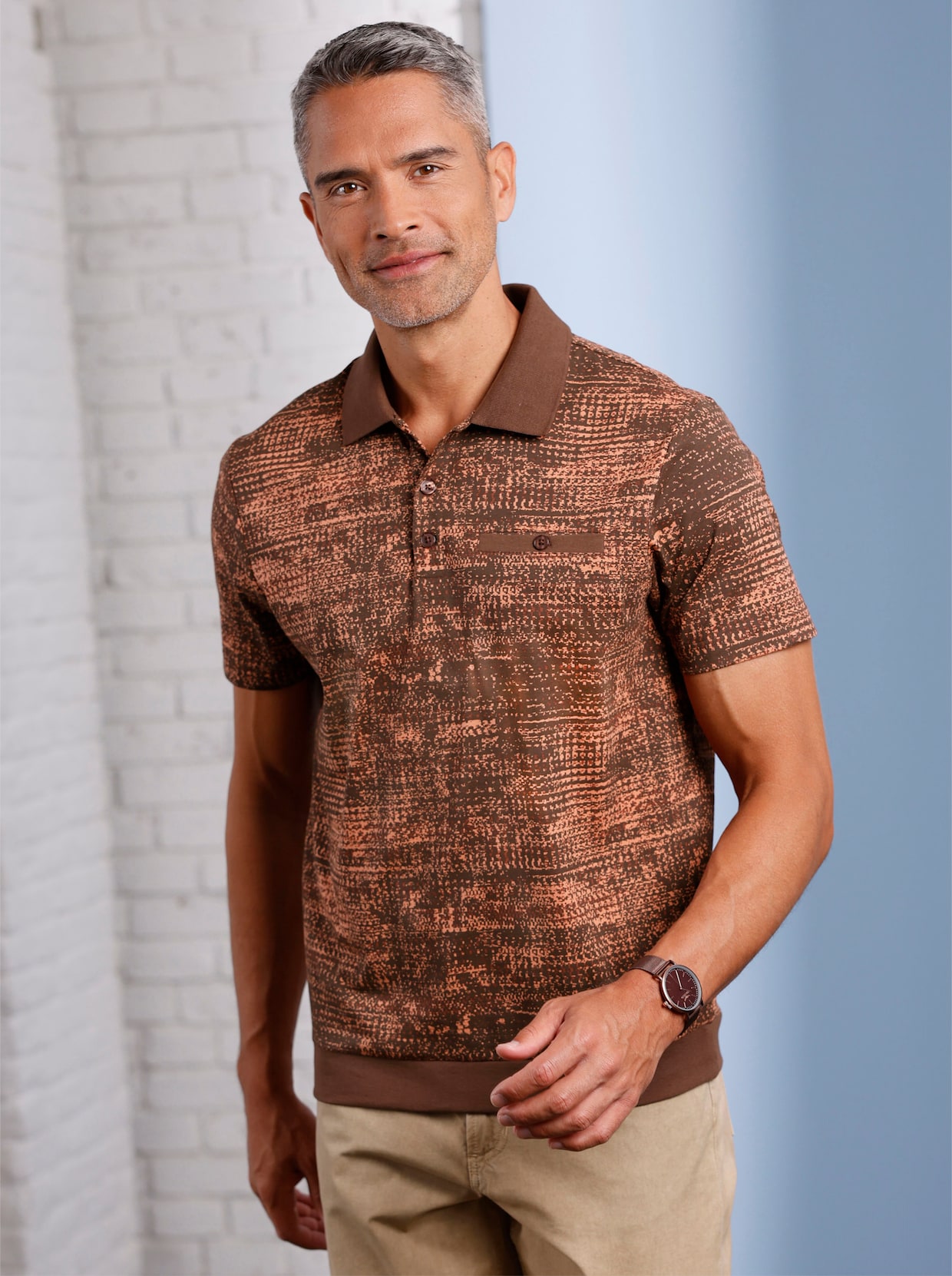 Poloshirt - choco gedessineerd