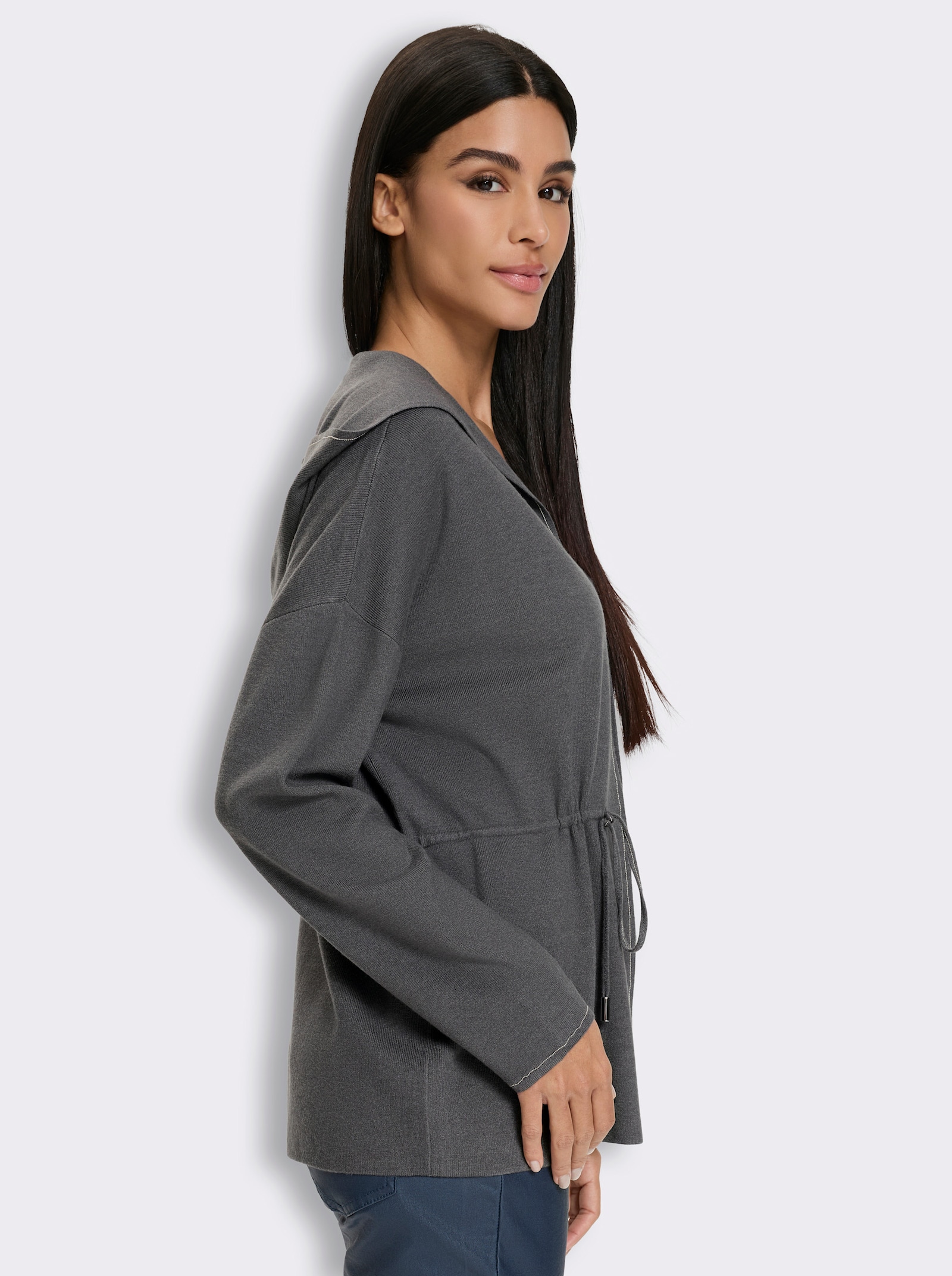 heine Kapuzenstrickjacke - anthrazit-meliert