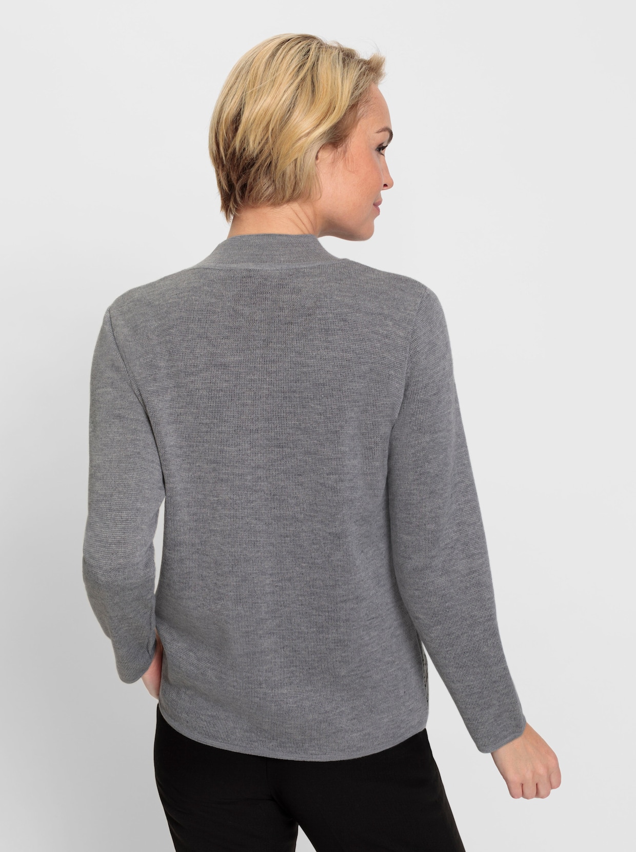 Pullover met ronde hals - steengrijs/gemêleerd