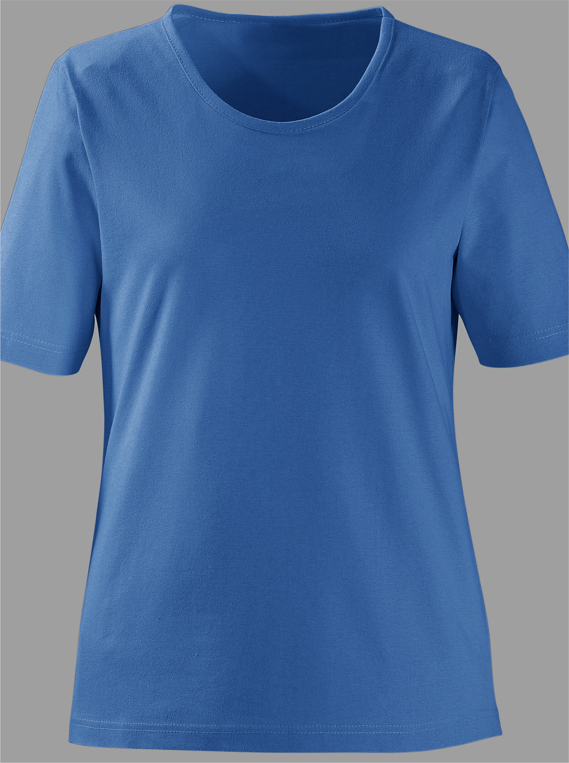 mit Rundhals günstig Kaufen-Rundhalsshirt in blau von heine. Rundhalsshirt in blau von heine <![CDATA[Shirt mit Rundhals-Ausschnitt – ein echtes Basic für Ihre Garderobe!]]>. 