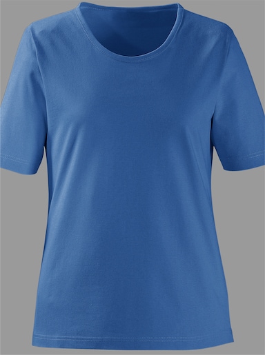 Rundhalsshirt in geradem Schnitt - blau