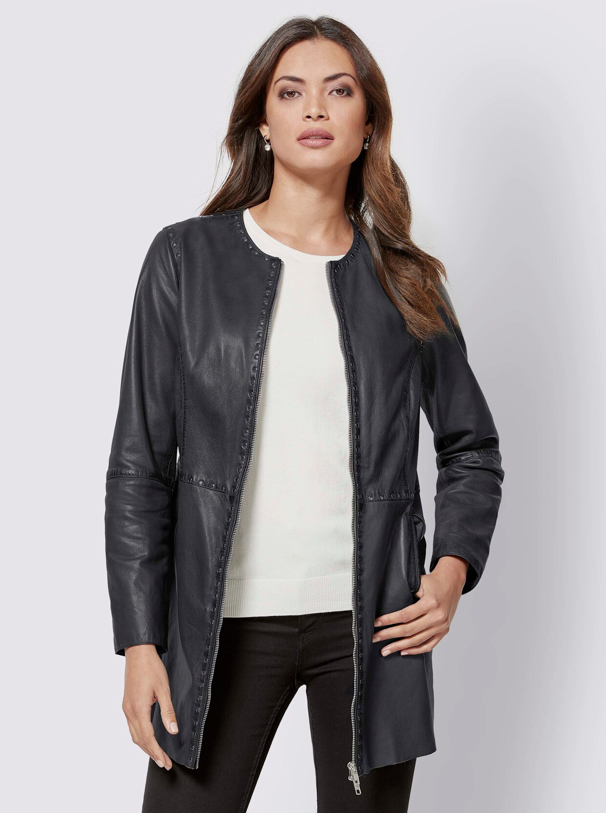 Mainpol Lederjacke - grau