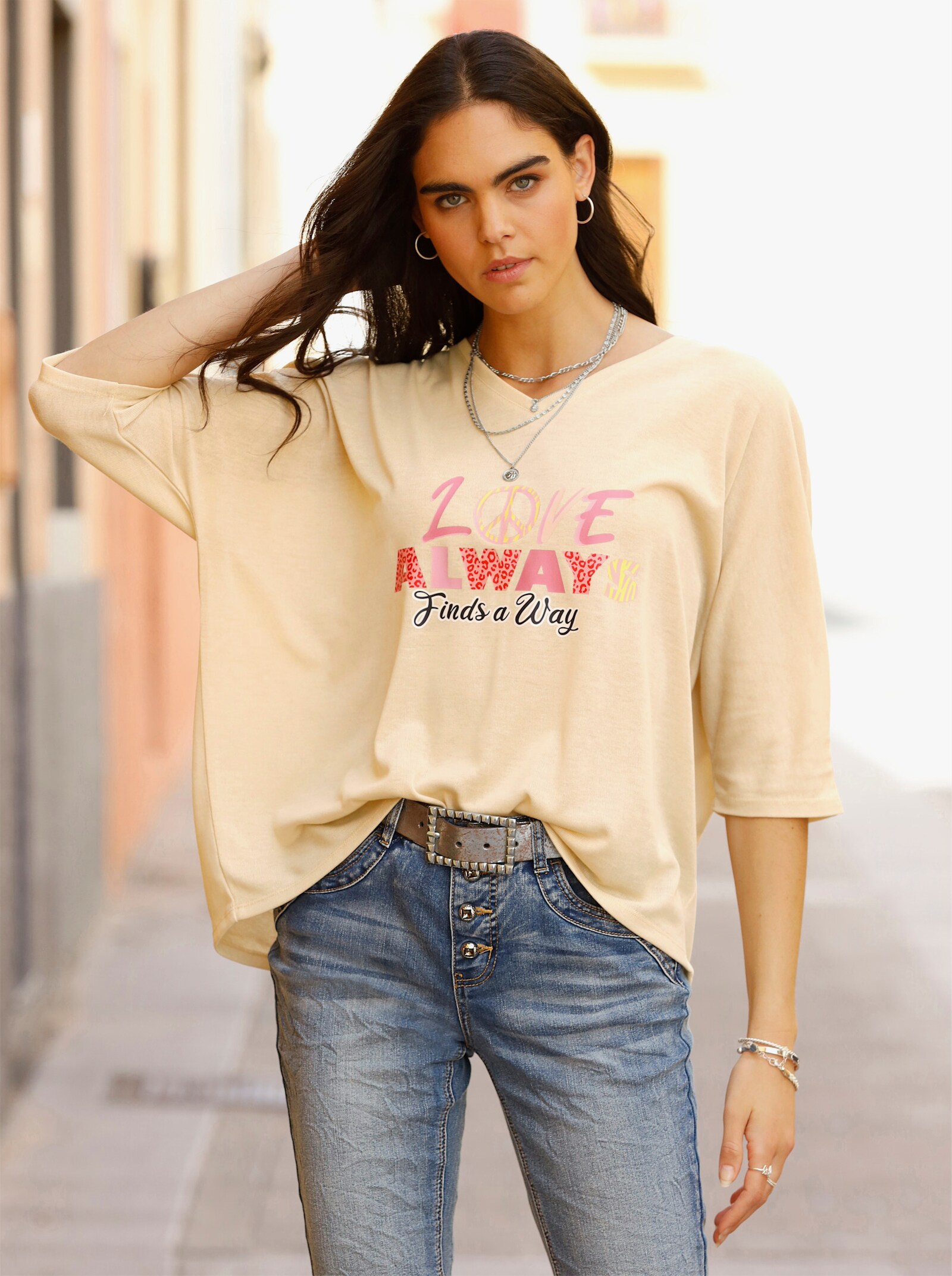 heine Sweatshirt mit Fledermaus-Ärmel - sand