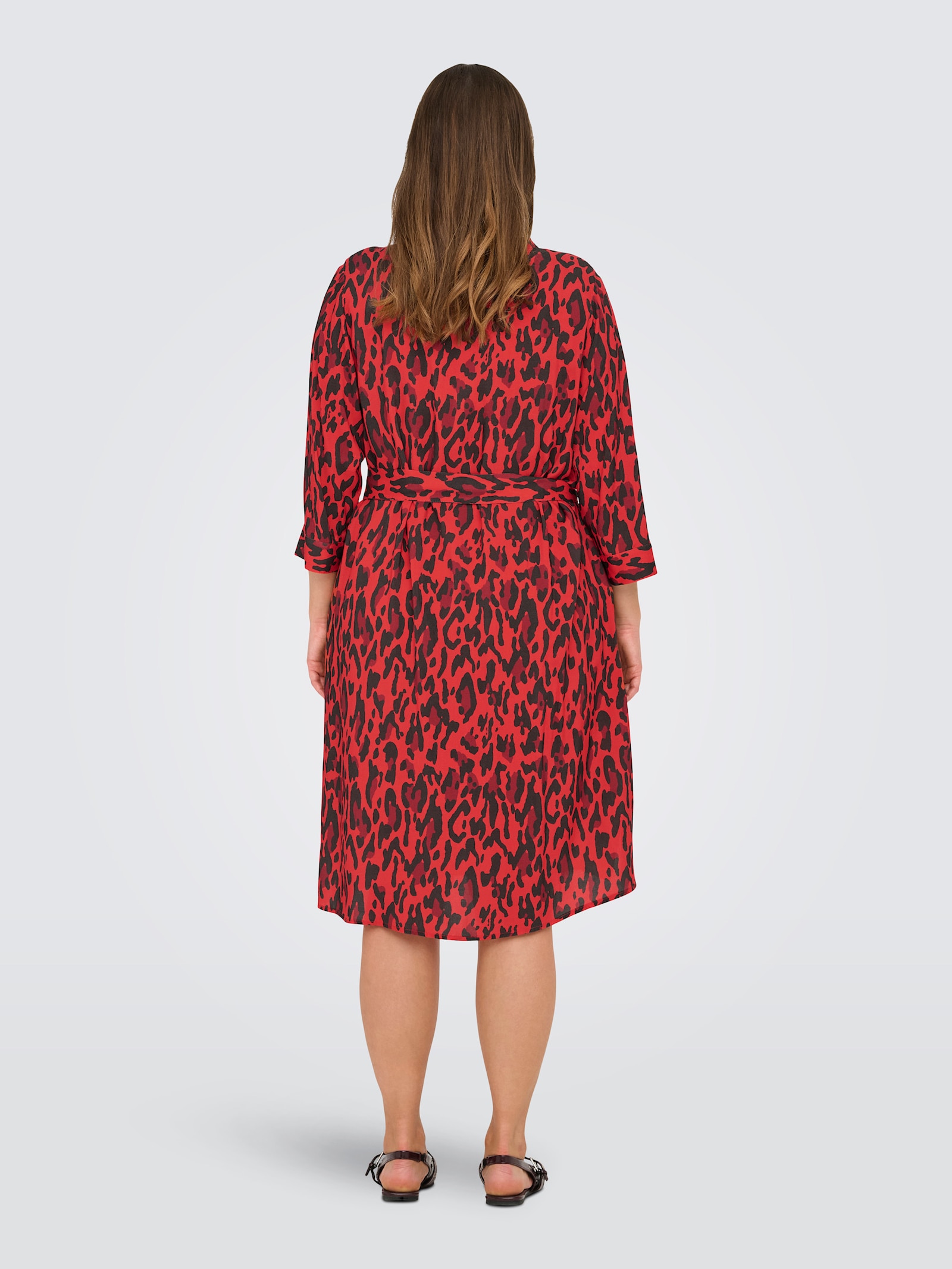 ONLY CARMAKOMA Blusenkleid - poppy red aop:upscaled leo