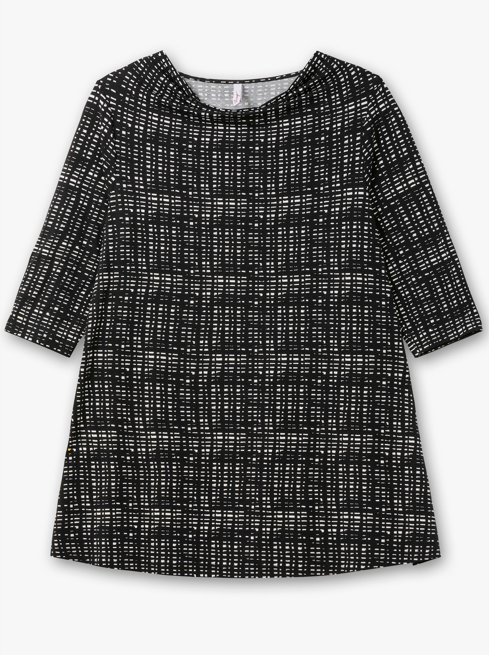 sheego Longshirt mit Seitenschlitzen - schwarz-weiss