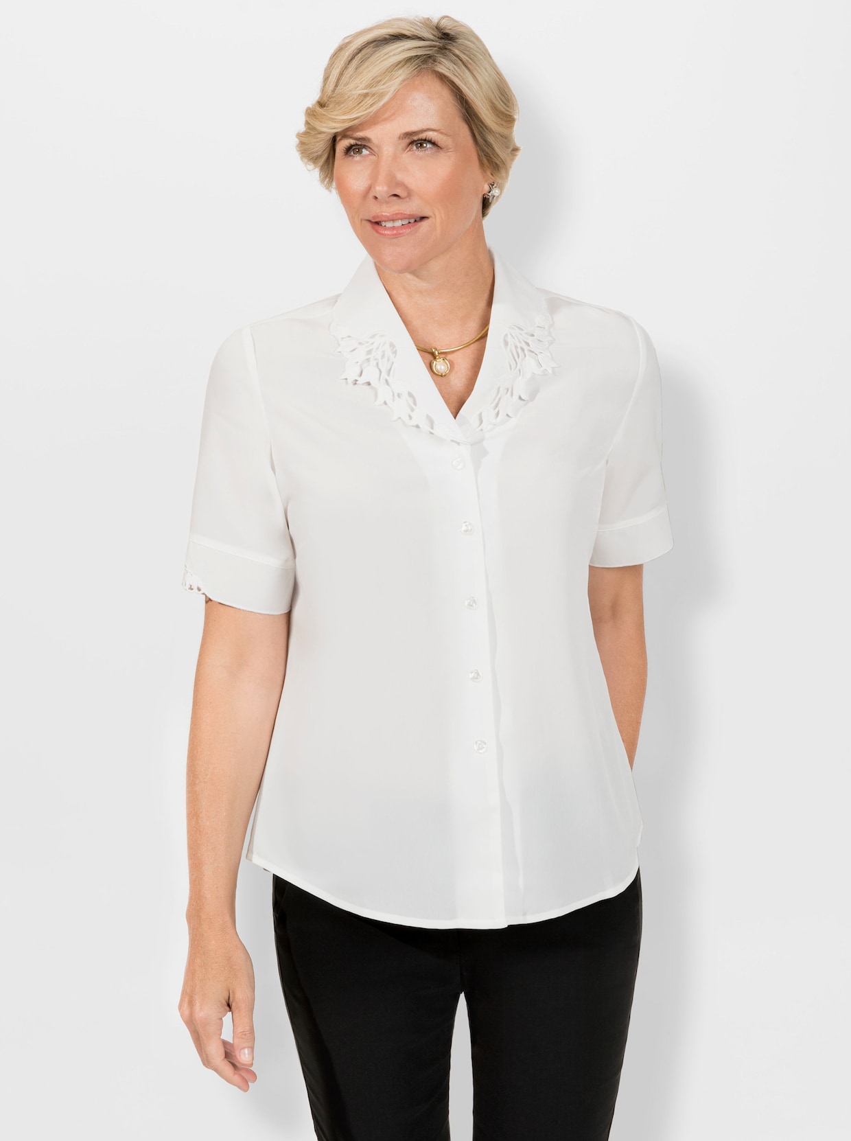 Blouse m. korte mouwen - ecru