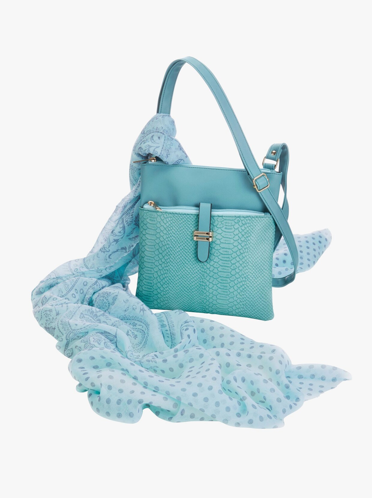 Handväska med scarf - blå