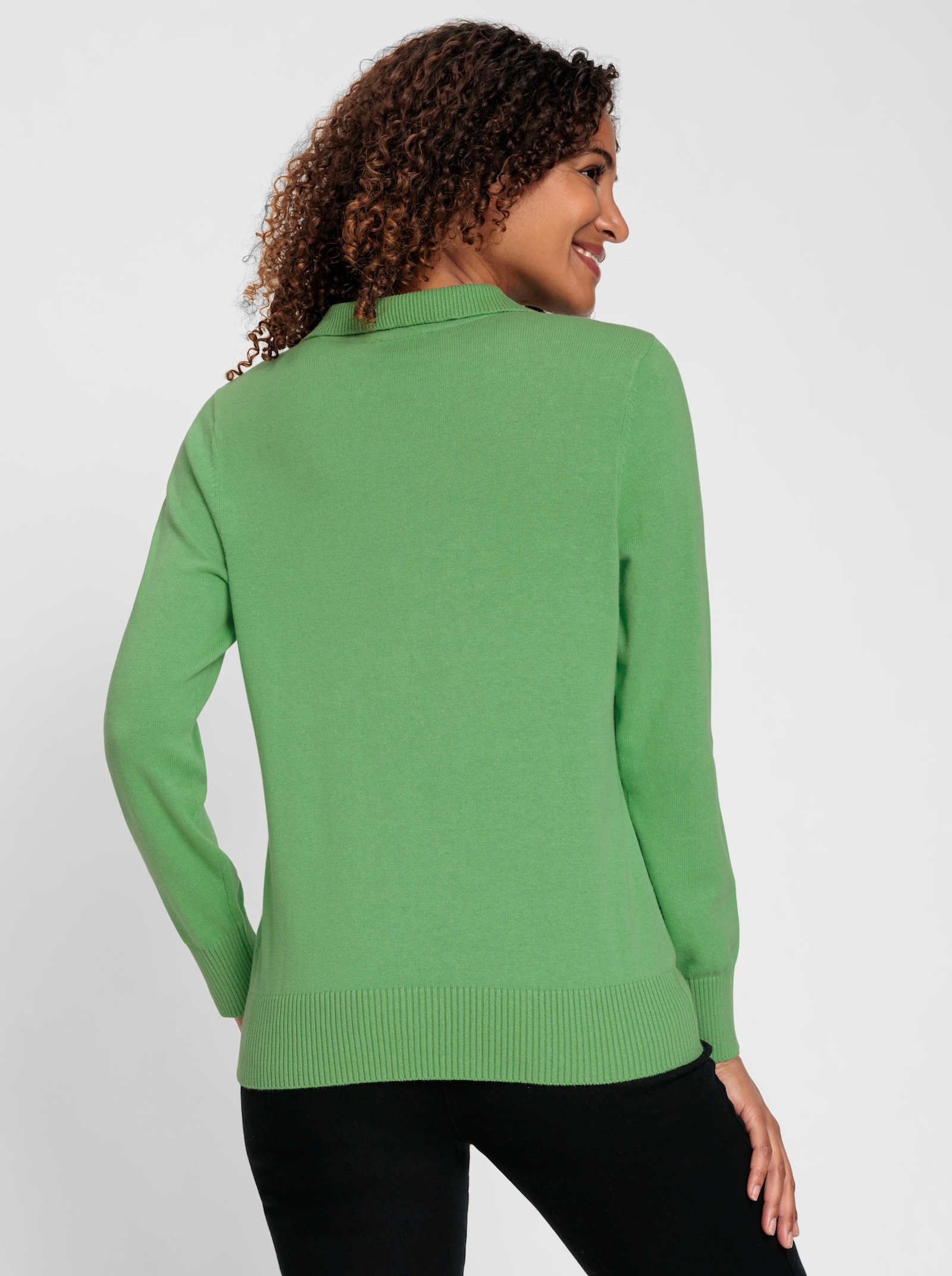 Polopullover mit kurzer Knopfleiste - apfel