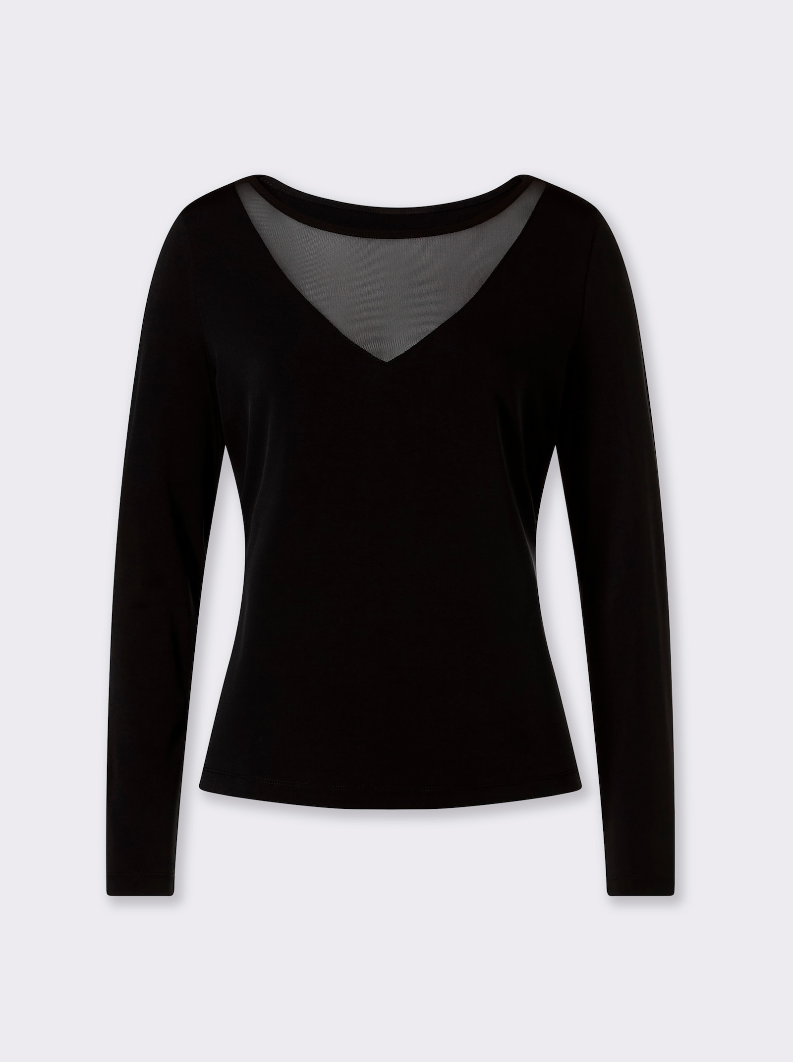 heine Langarmshirt mit Mesh-Einsatz - schwarz