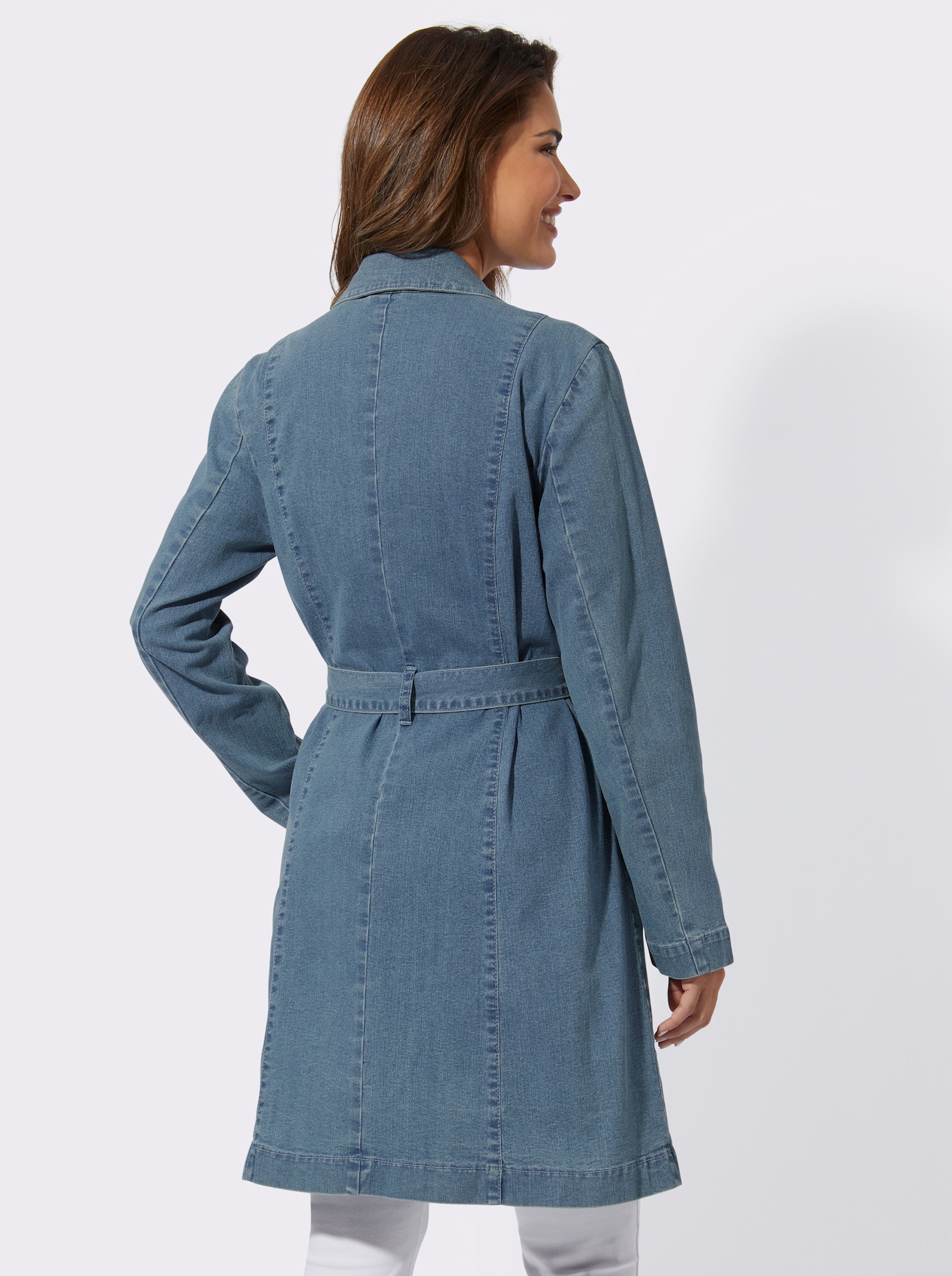 Trenchcoat mit Bindegürtel - blue-bleached
