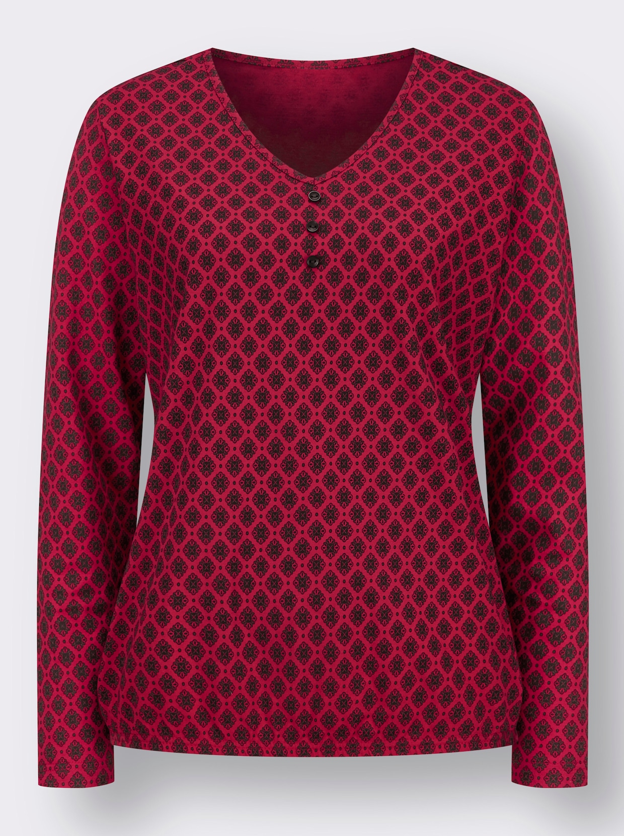 Shirt met lange mouwen - rood/zwart geprint