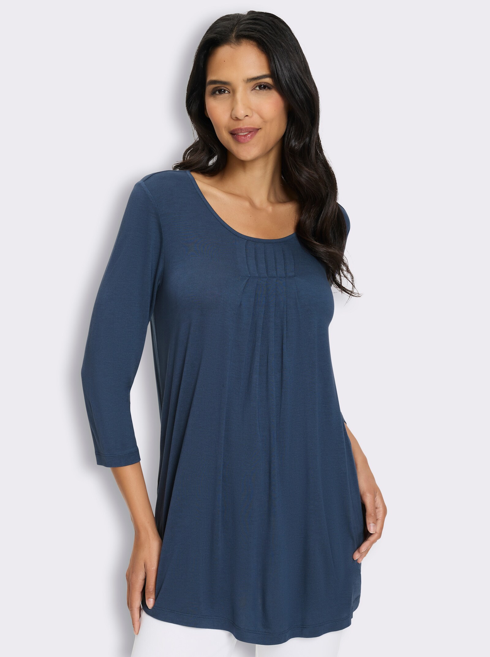 Longshirt in Viskose - dunkelblau