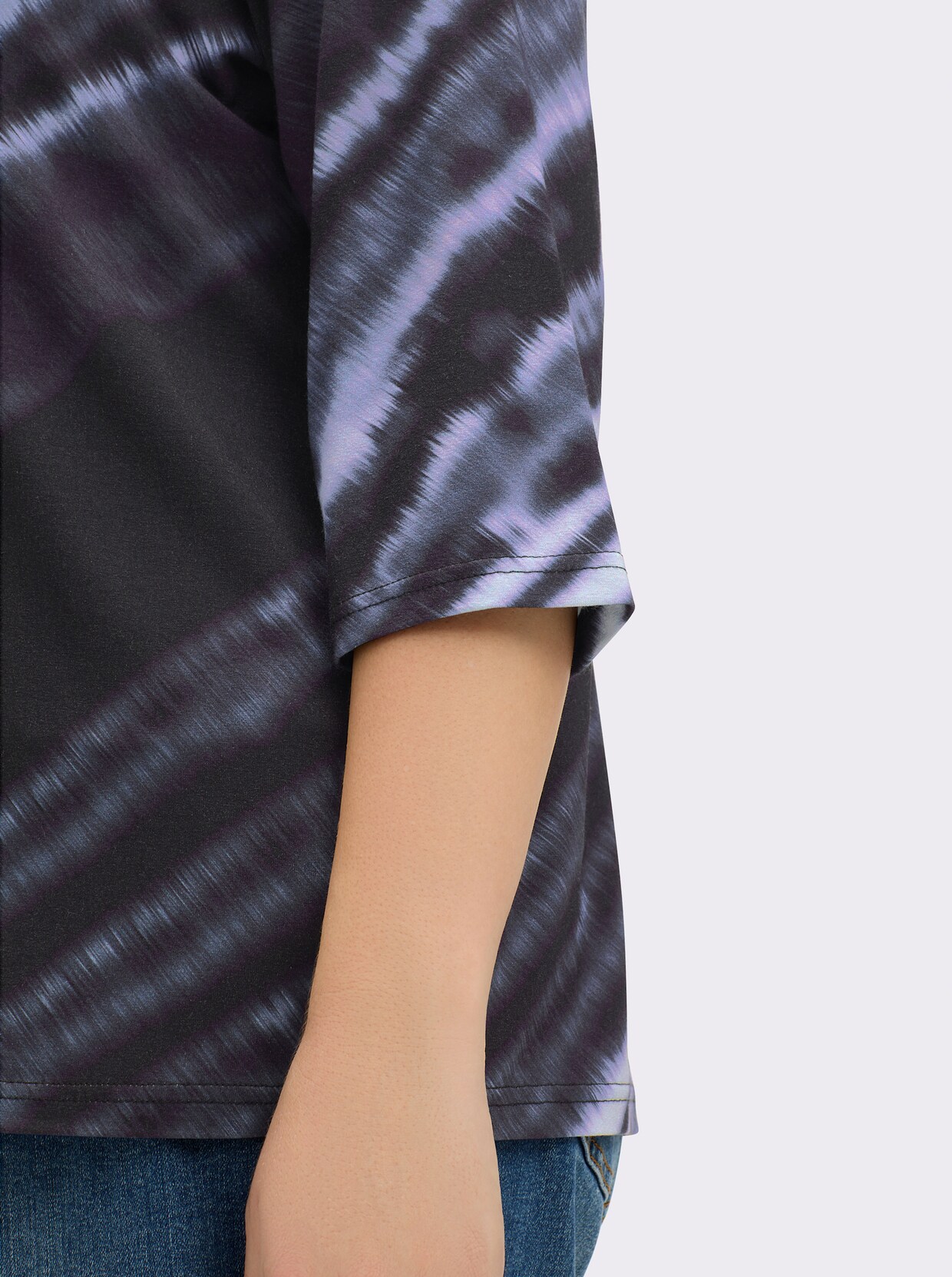 3/4-Arm-Shirt mit diagonalem Druck - marine-bleu-bedruckt