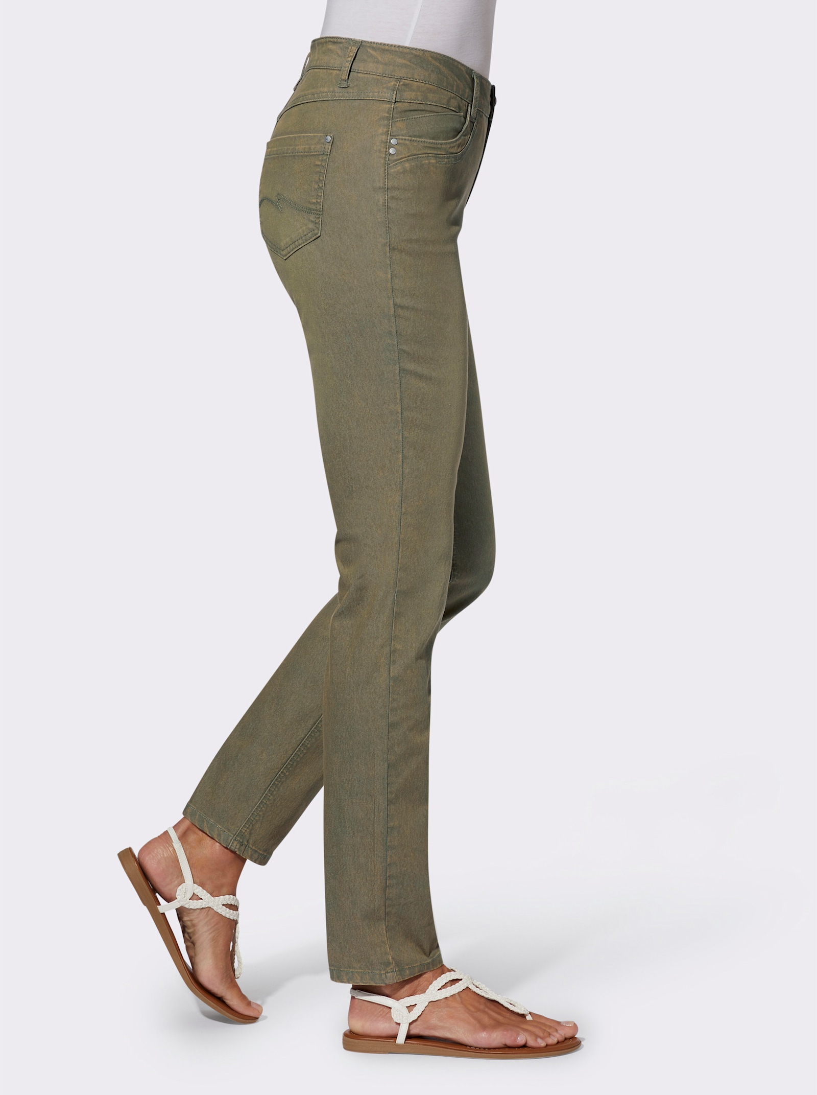 Jeans in Baumwoll-Stretch-Qualität - khaki