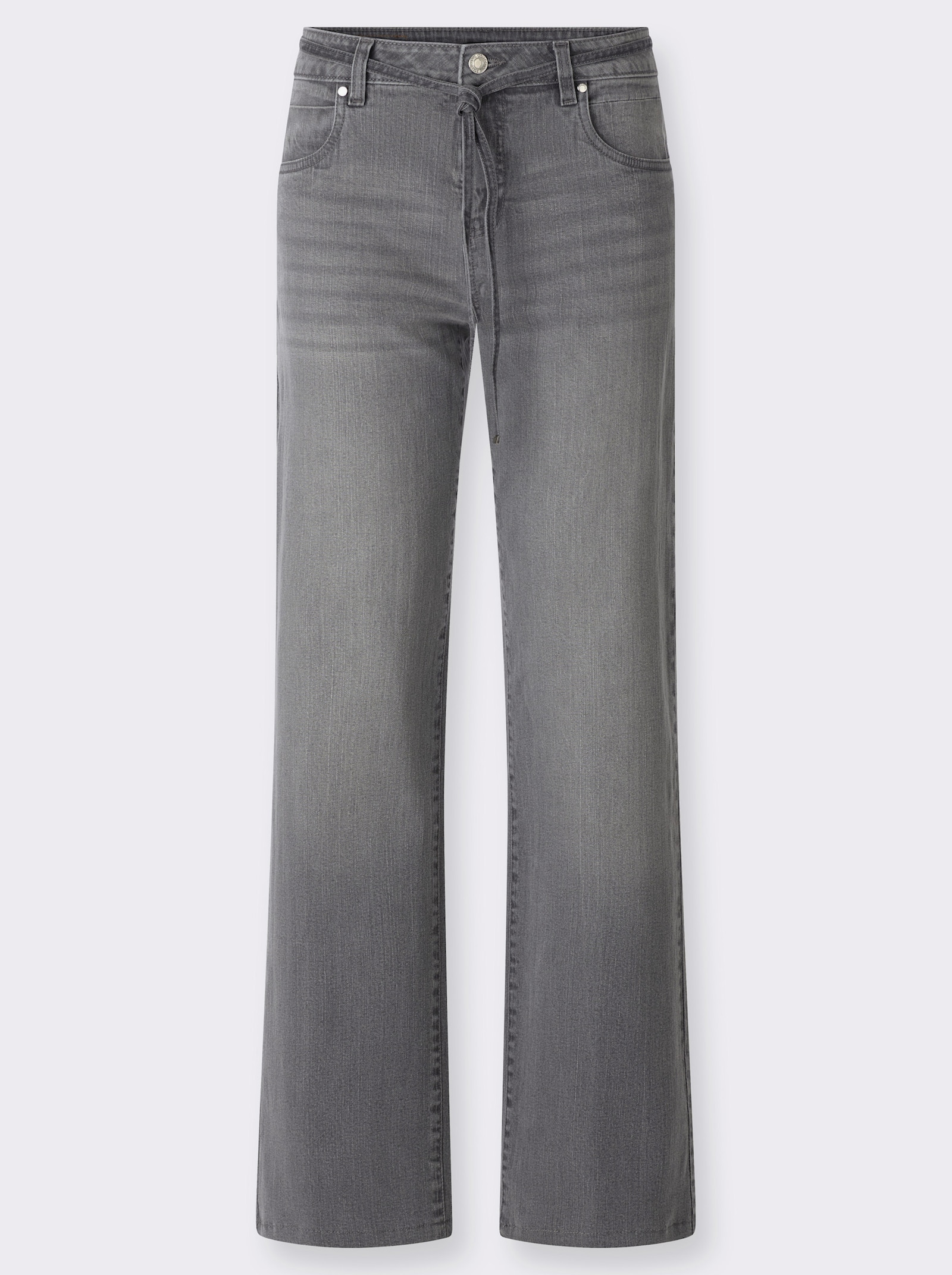 Jeans mit Bindegürtel - stone-grey-denim