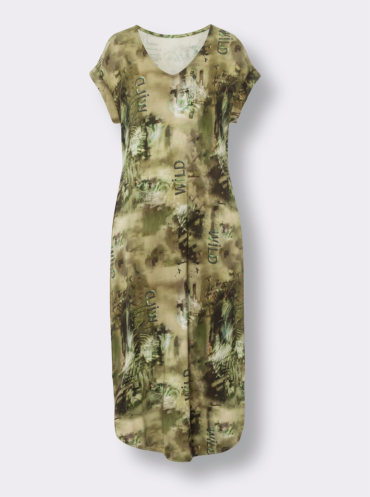 heine Robe en jersey - olive-sable imprimé