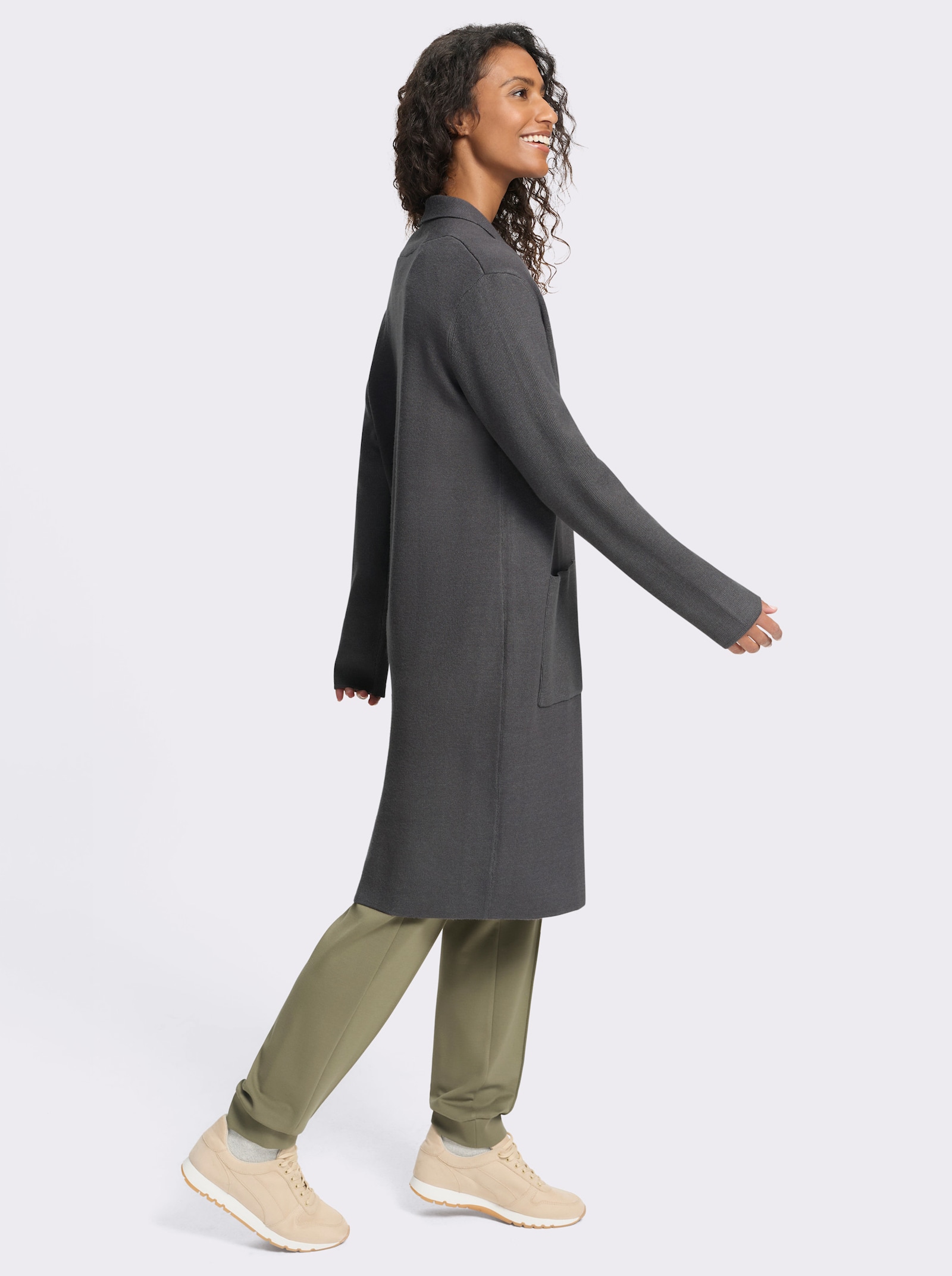heine Strickjacke im Jacquard-Strick - anthrazit-meliert