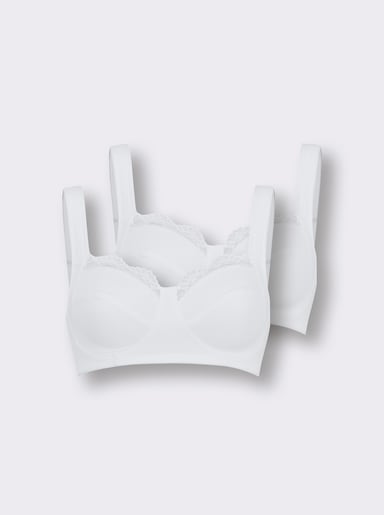BH ohne Bügel mit Spitzeneinsatz - weiß