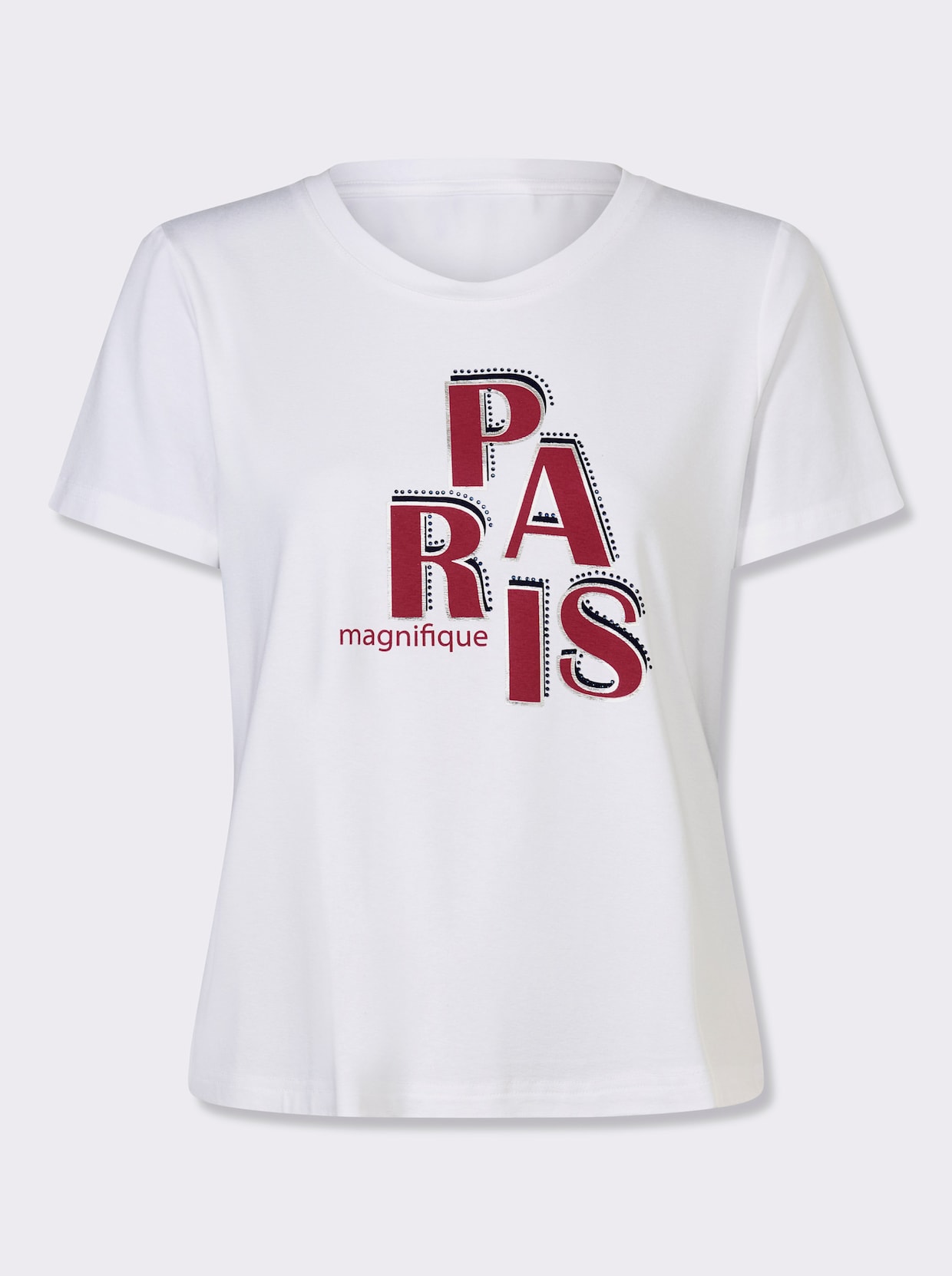 heine Kurzarmshirt - weiß-erdbeere