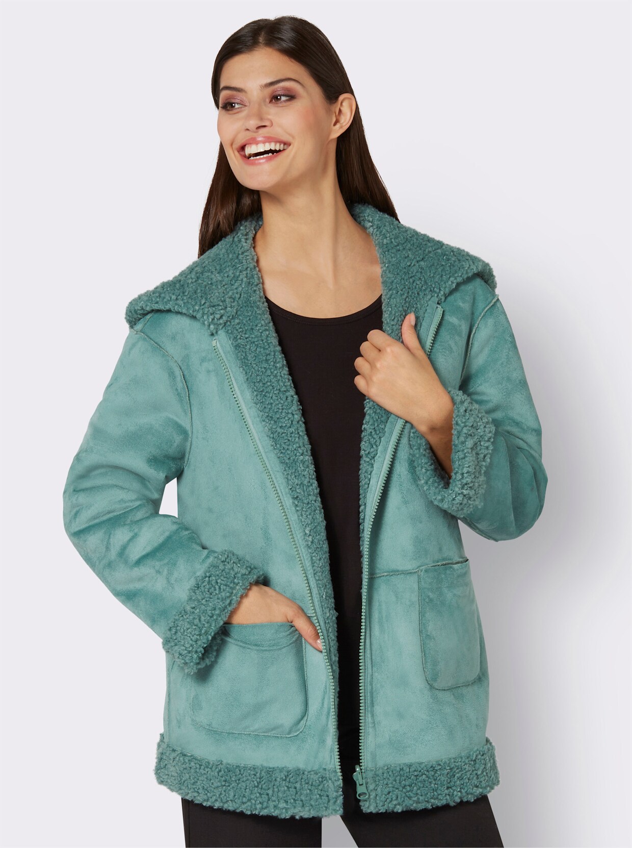 Mainpol Wende-Teddy-Jacke - jade