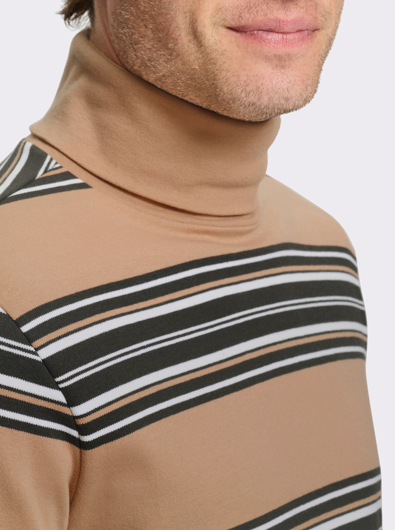 Catamaran Rollkragenshirt - camel-gestreift