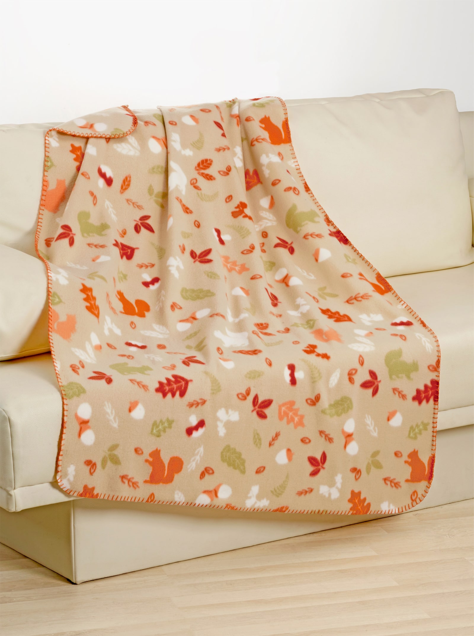 Decke mit Eichhörnchen - braun