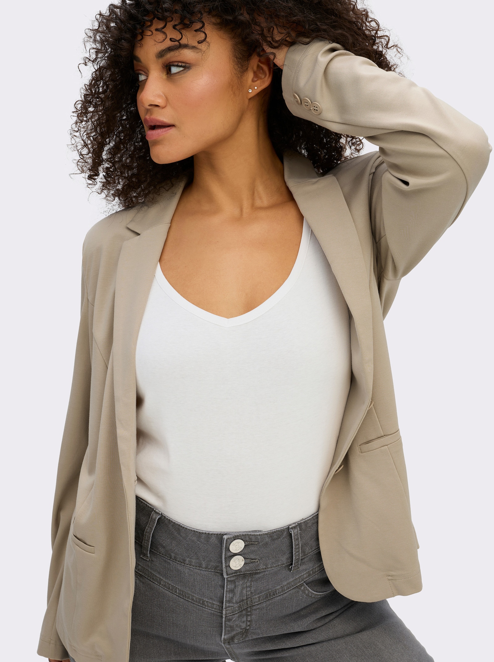  Jerseyblazer in Interlock-Qualität - beige