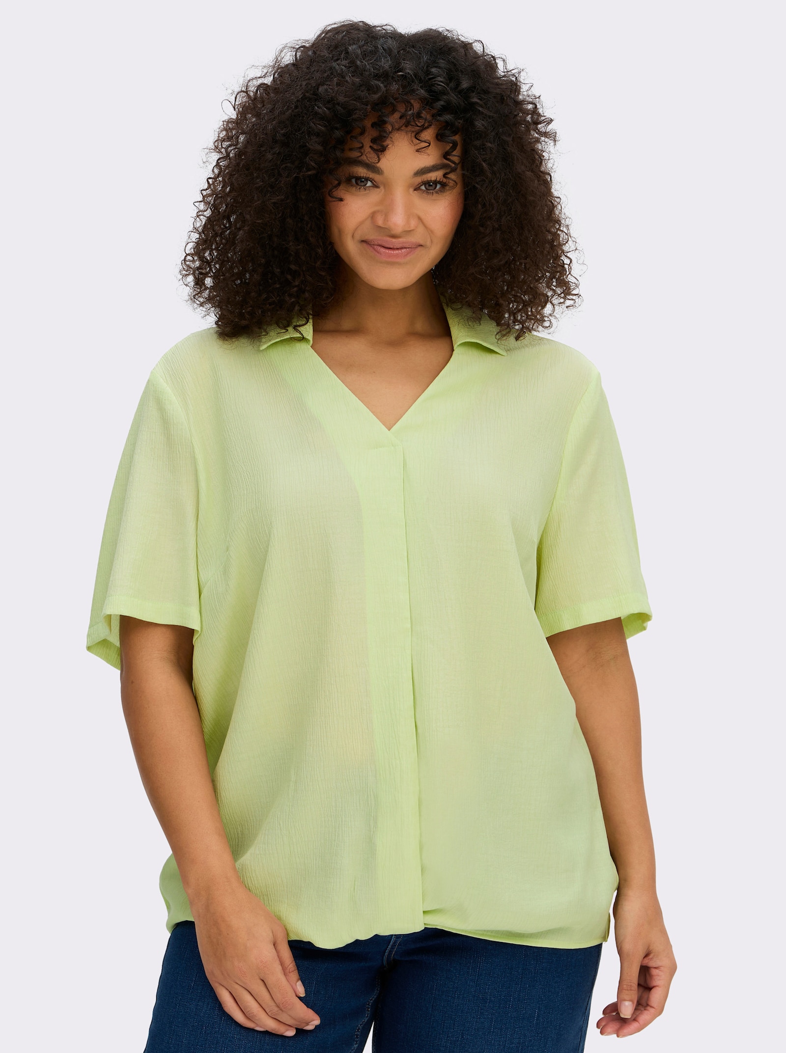 sheego Tunika mit raffiniertem Bund - pistazie