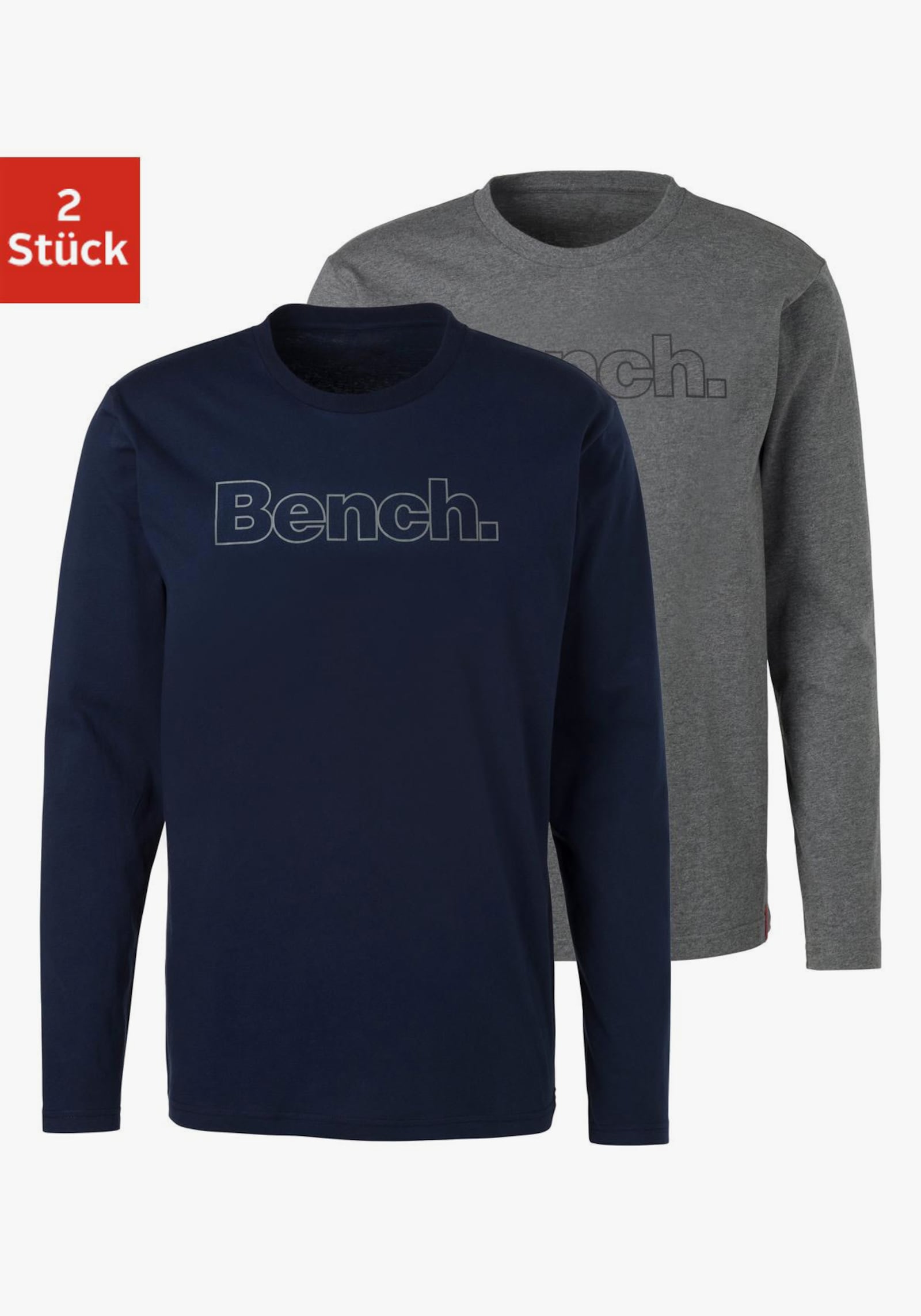 Bench. Loungewear Langarmshirt - navy, grau-meliert