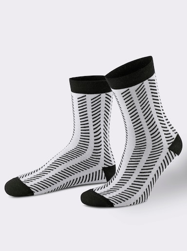 wäschepur Damen-Socken - weiß-schwarz-gemustert