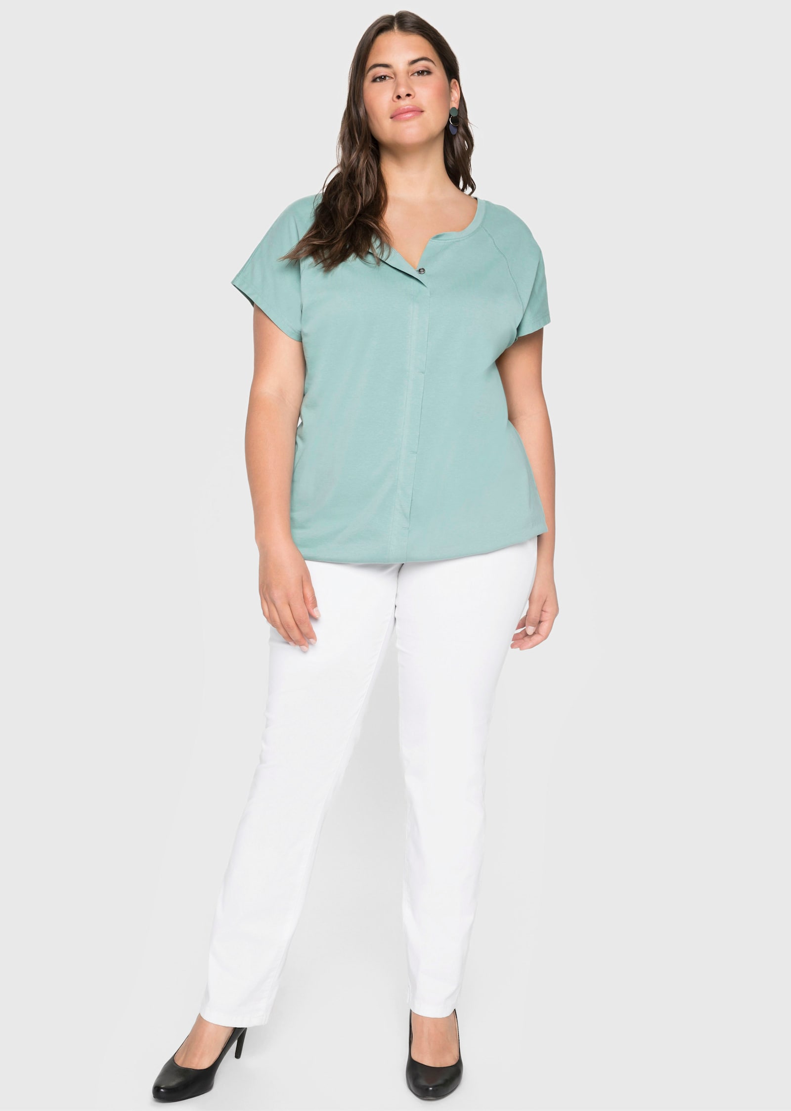 sheego Broek in recht model, van twill - wit