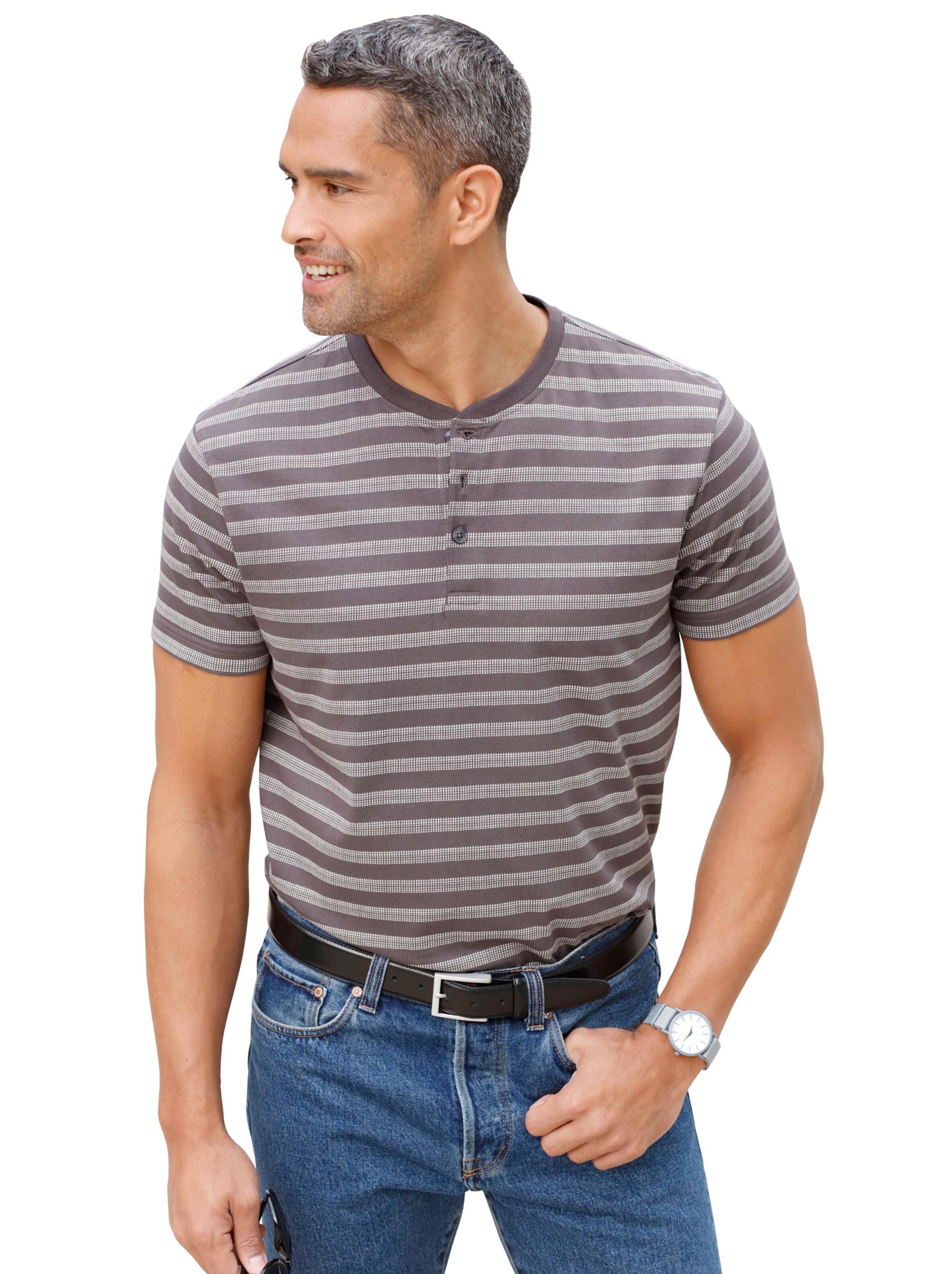 Shirt - anthrazit-weiß-geringelt