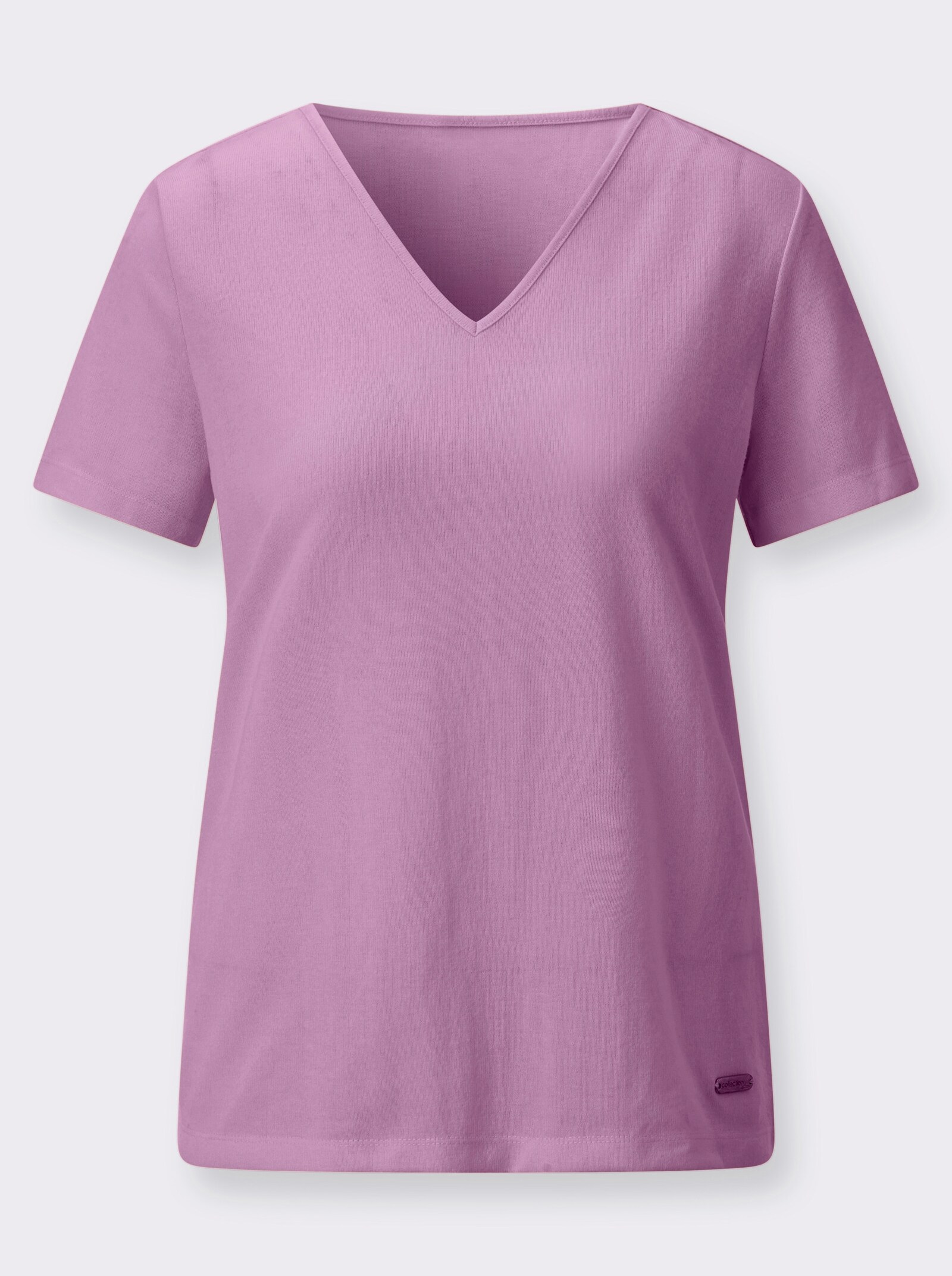 Kurzarmshirt mit Polokragen - orchidee