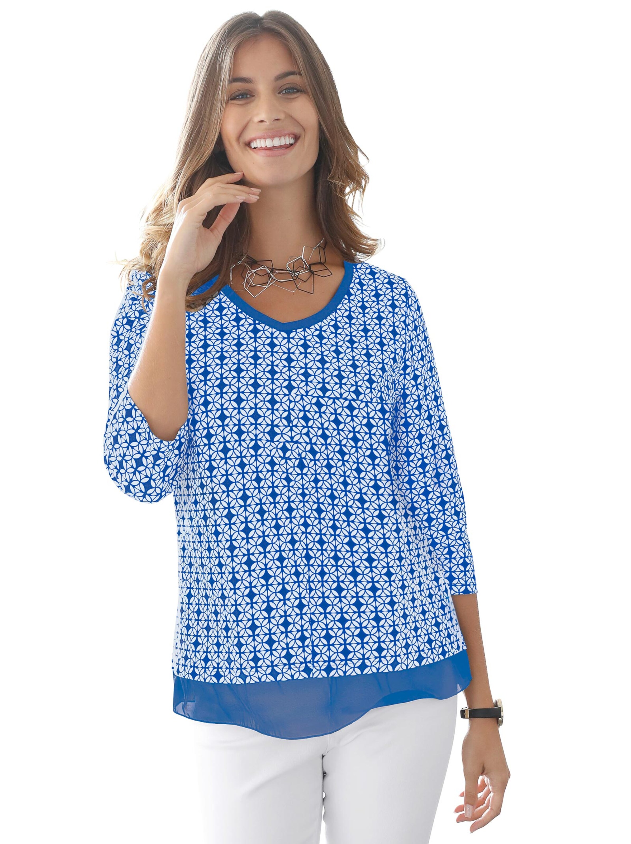 Shirt - jeansblau-weiß