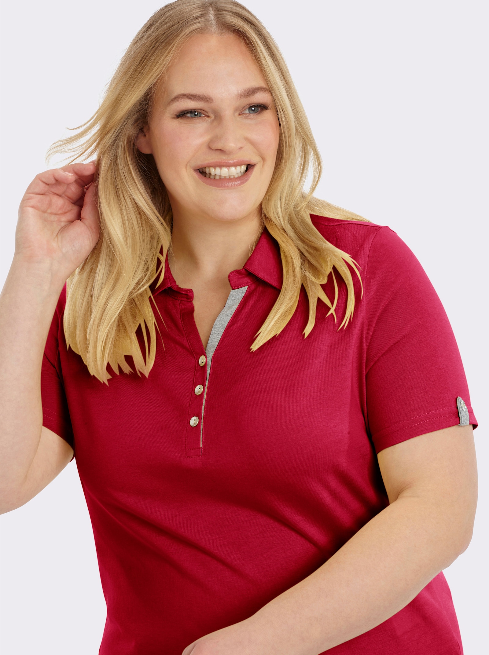 Poloshirt mit Zierriegel - rot