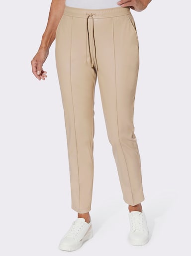 Broek van imitatieleer - beige