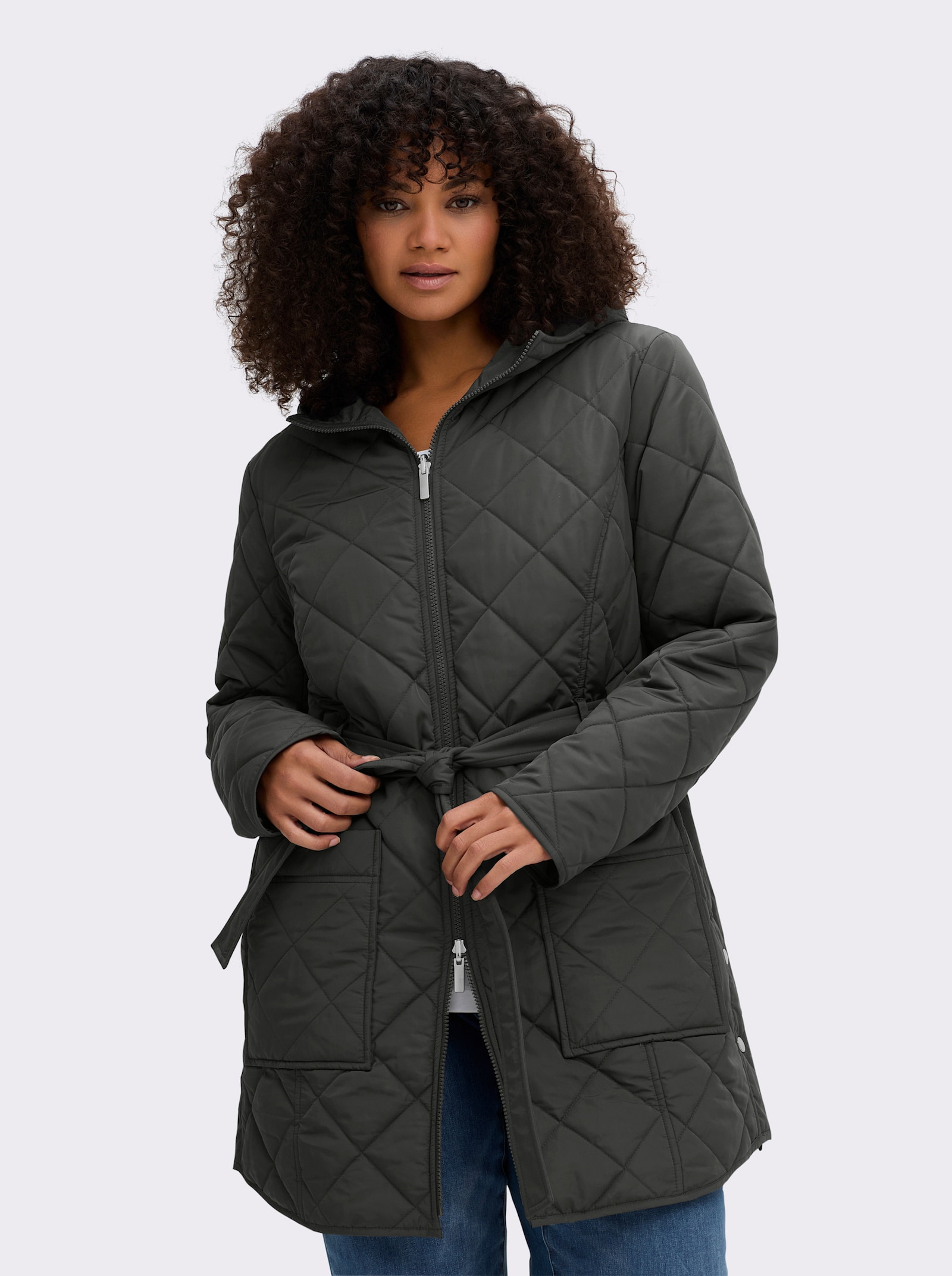 sheego Wendejacke mit Bindegürtel - graphit