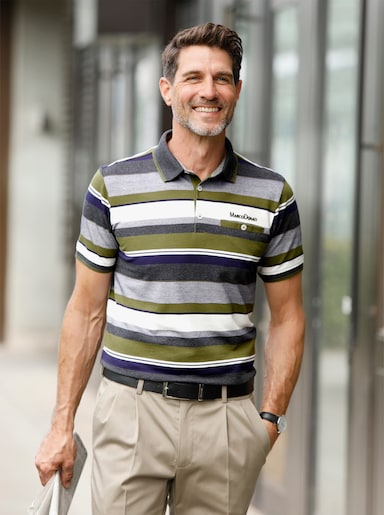 Marco Donati Shirt met korte mouwen - olijf gestreept