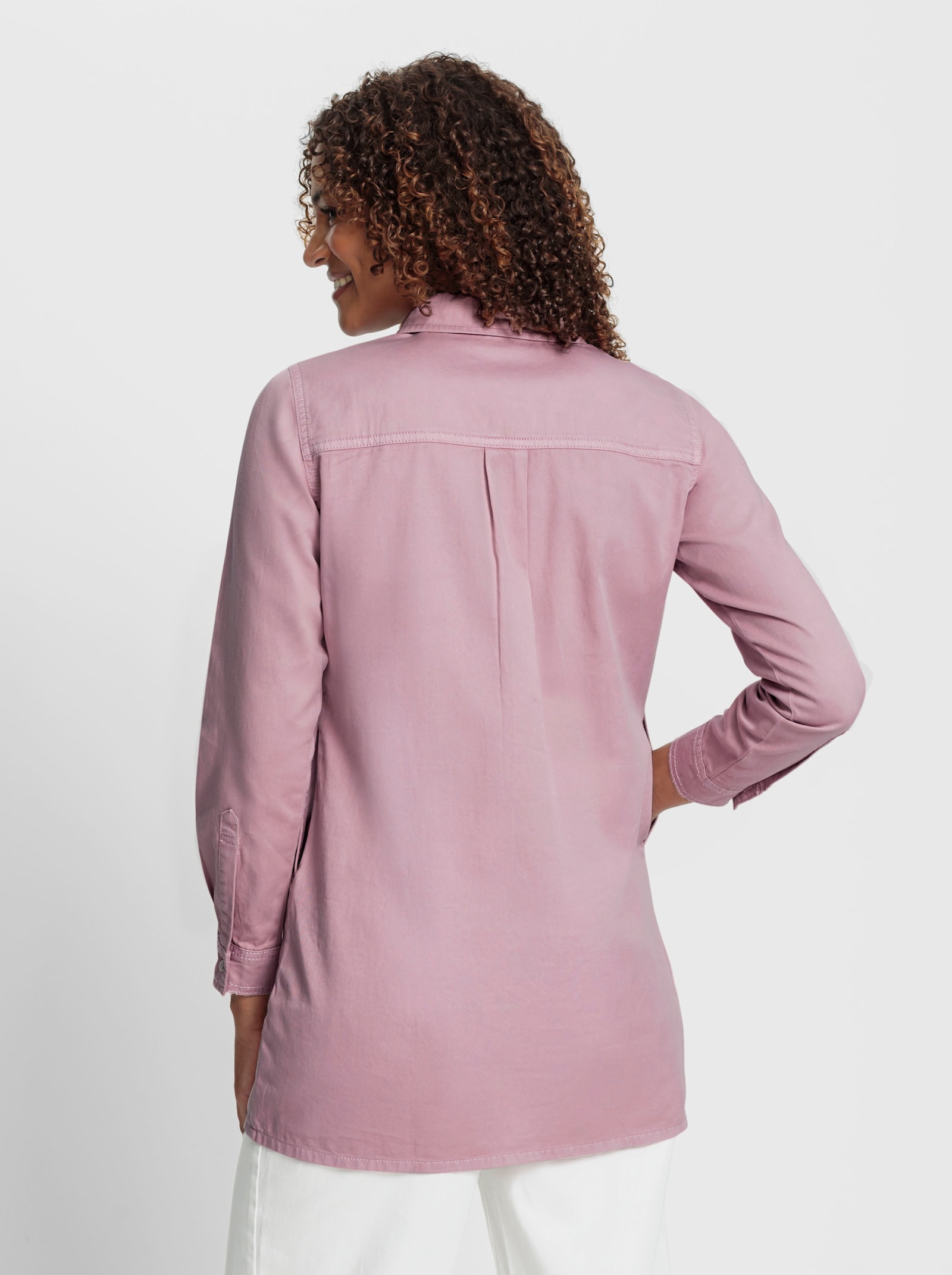 Džínsová blúzka s légou s patentnými gombíkmi - hnedofialová