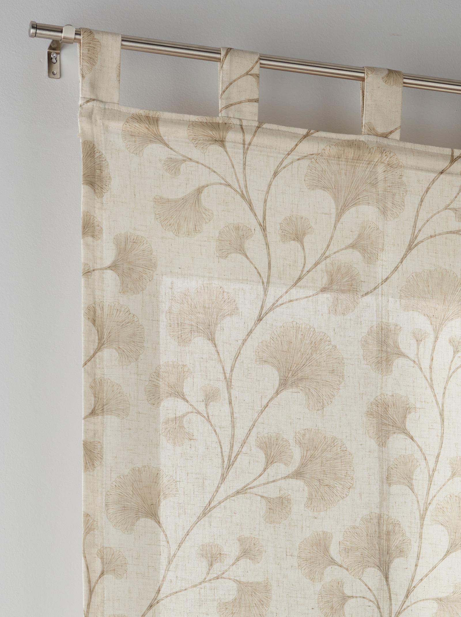 Raffrollo mit Gingko-Blättern - weiß-beige