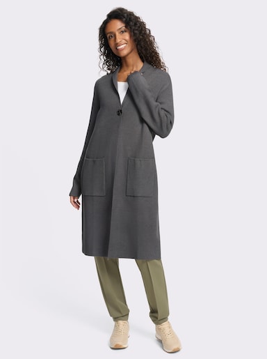 heine Strickjacke im Jacquard-Strick - anthrazit-meliert